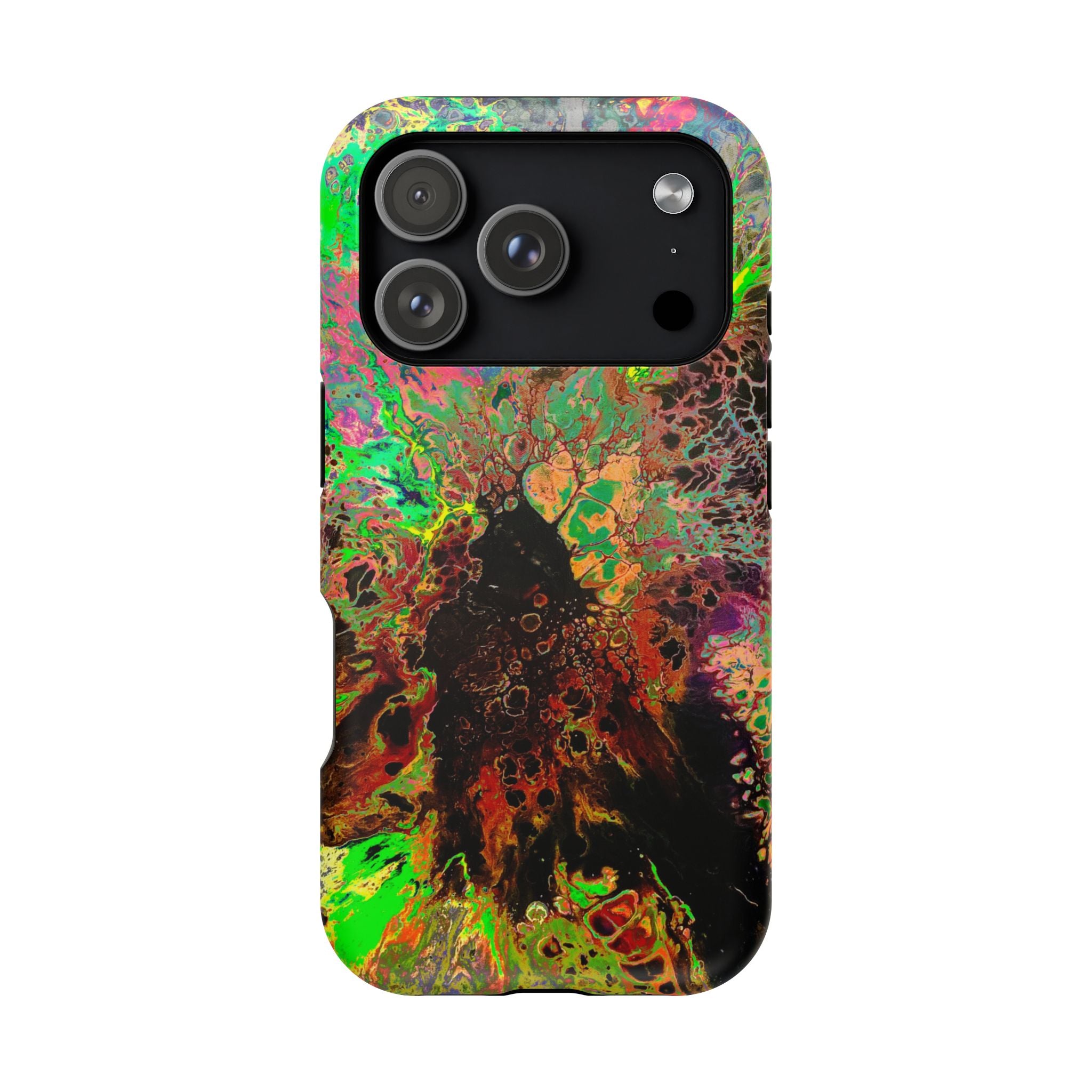 Toxic Bloom MagSafe iPhone Case – Abstract Art Design, Shockproof for iPhone 14–17 Pro & Pro Max