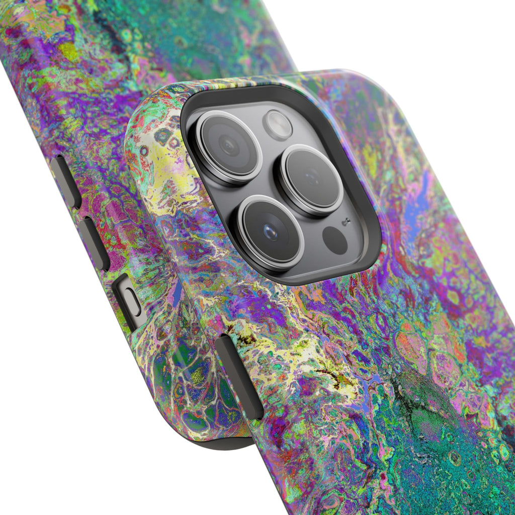 Violet Bloom MagSafe iPhone Case – Abstract Art Design, Shockproof for iPhone 14–17 Pro & Pro Max
