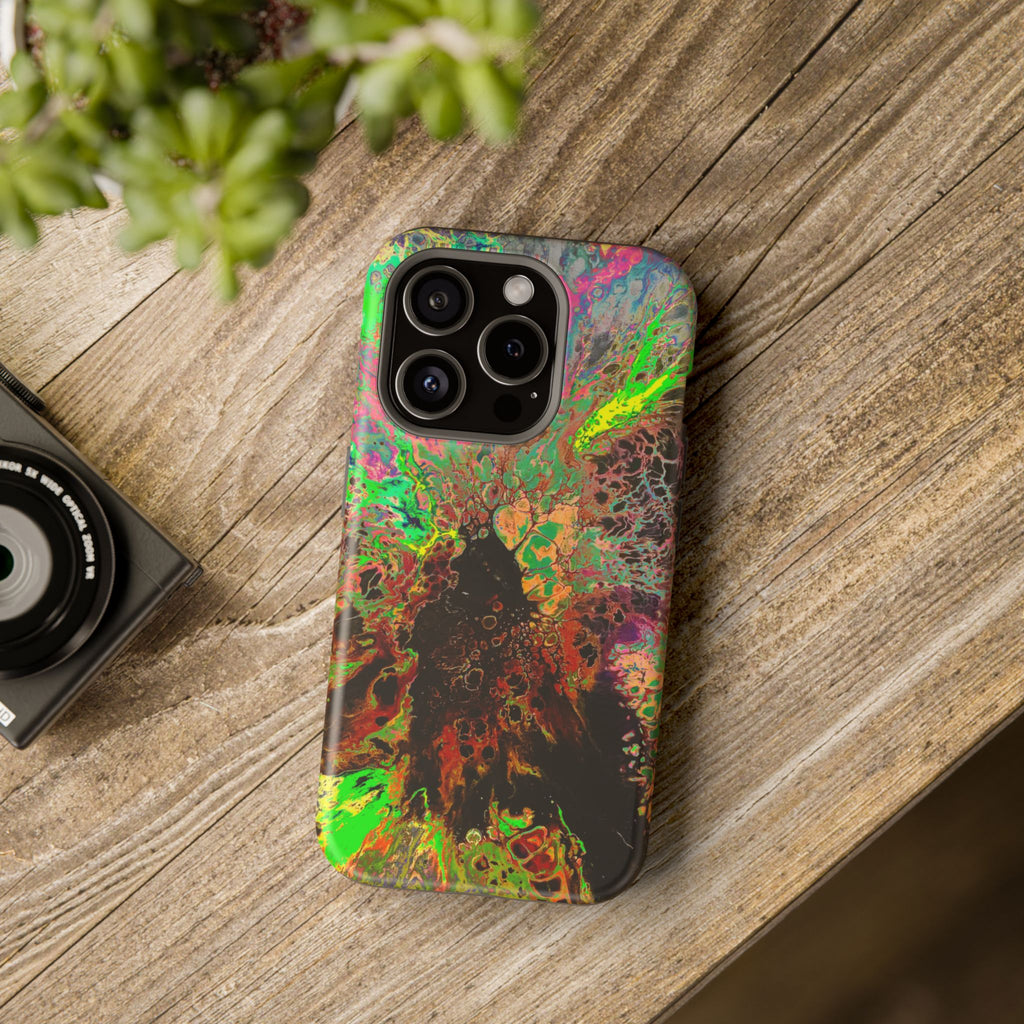 Toxic Bloom MagSafe iPhone Case – Abstract Art Design, Shockproof for iPhone 14–17 Pro & Pro Max