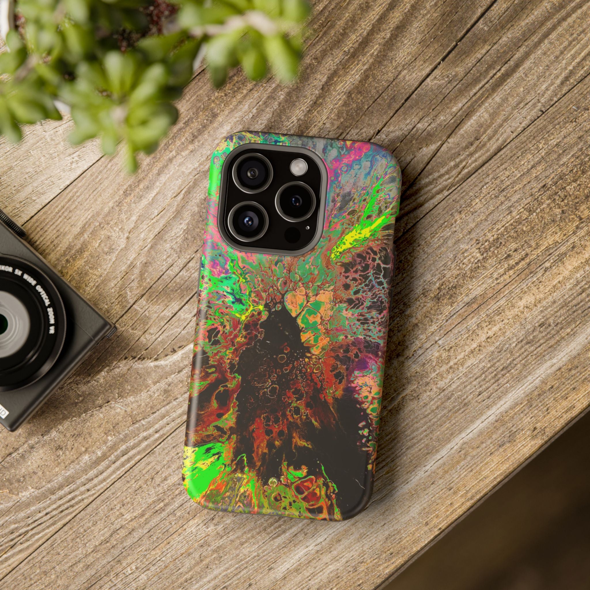 Toxic Bloom MagSafe iPhone Case – Abstract Art Design, Shockproof for iPhone 14–17 Pro & Pro Max