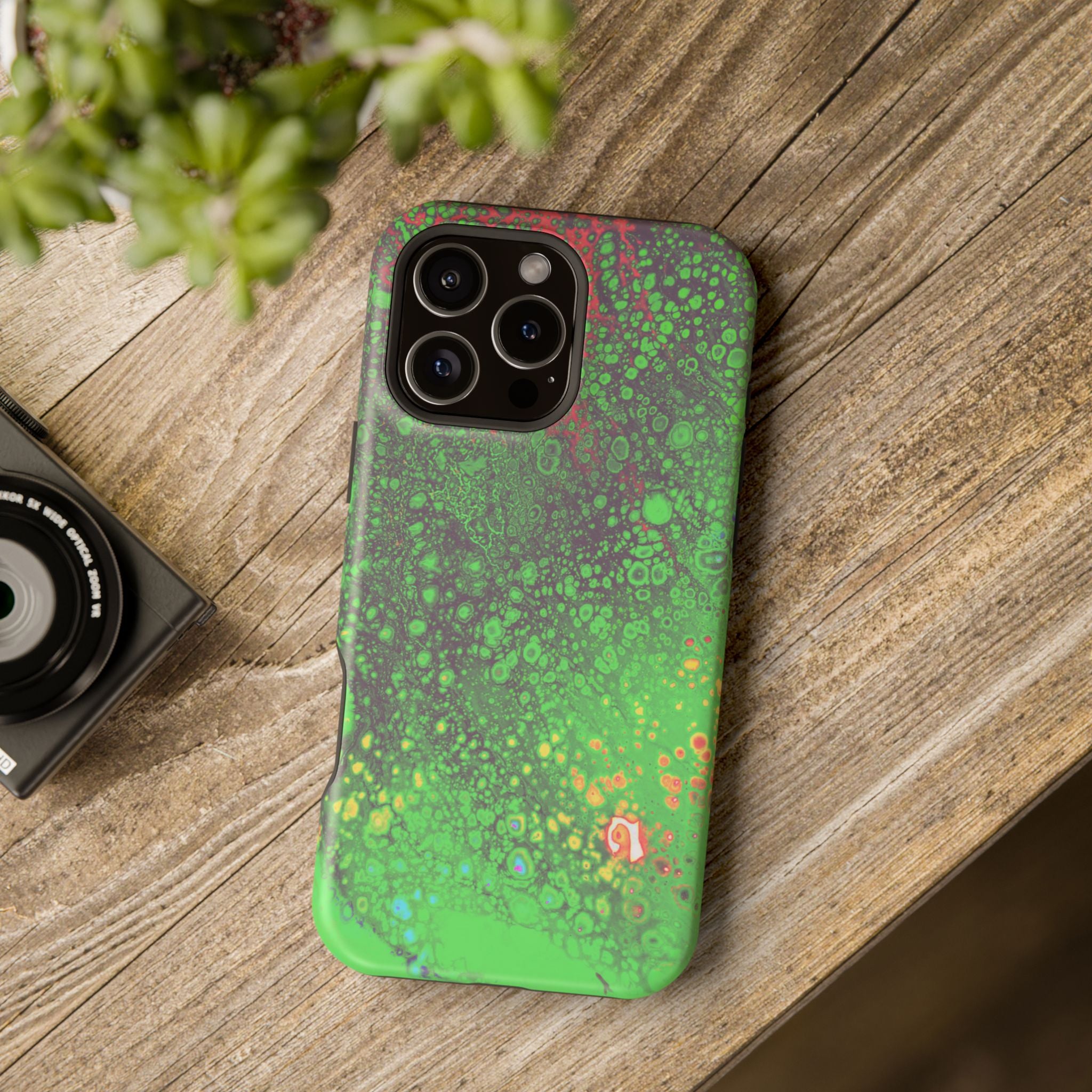 Toxic Pulse MagSafe iPhone Case – Abstract Art Design, Shockproof for iPhone 14–17 Pro & Pro Max