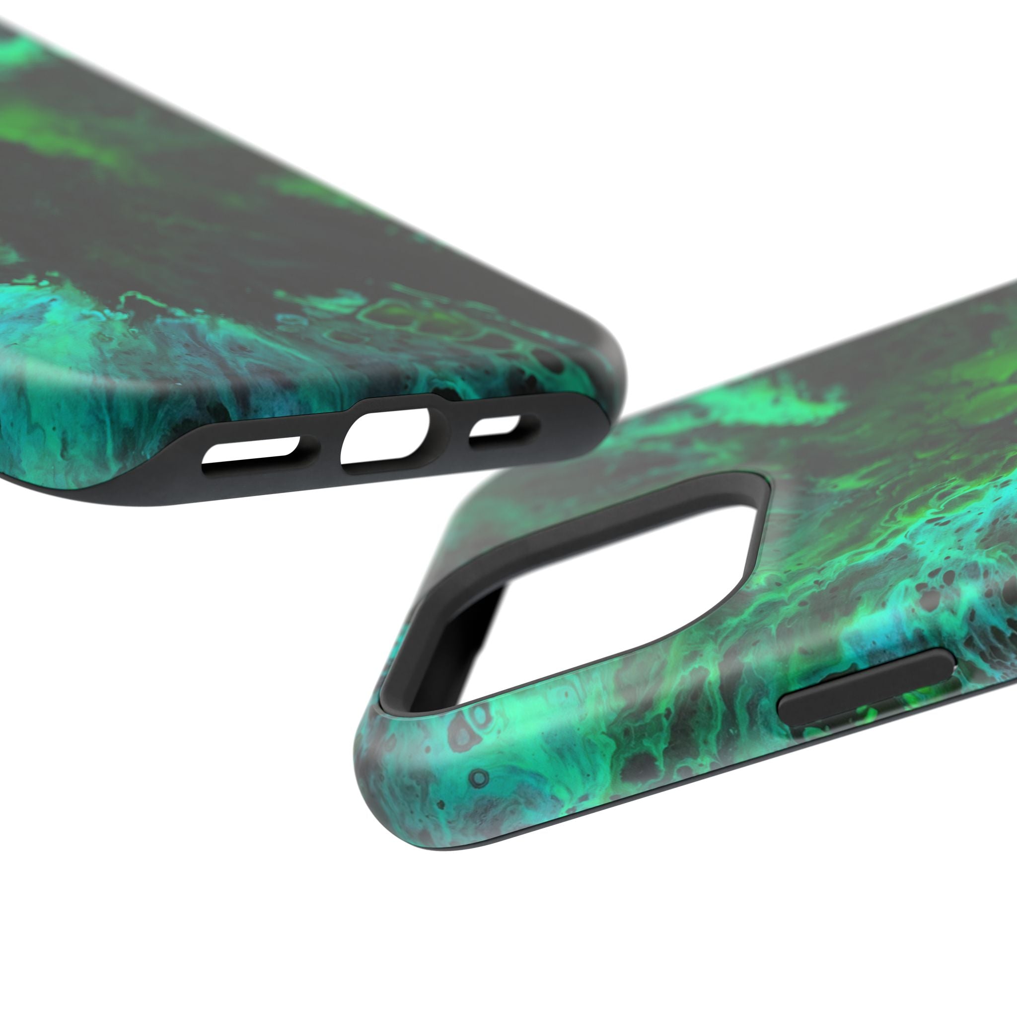 Emerald Collapse MagSafe iPhone Case – Abstract Art Design, Shockproof for iPhone 14–17 Pro & Pro Max