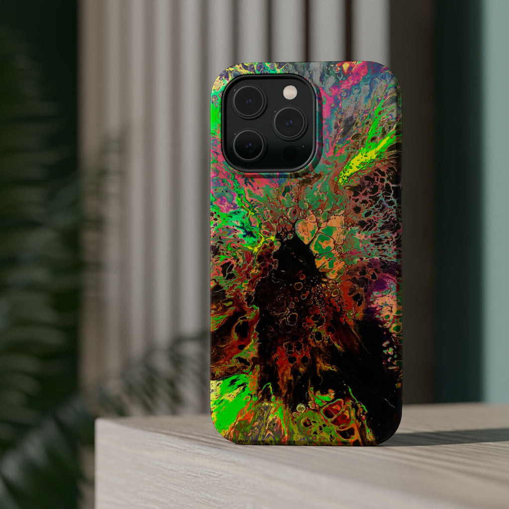 Toxic Bloom MagSafe iPhone Case – Abstract Art Design, Shockproof for iPhone 14–17 Pro & Pro Max