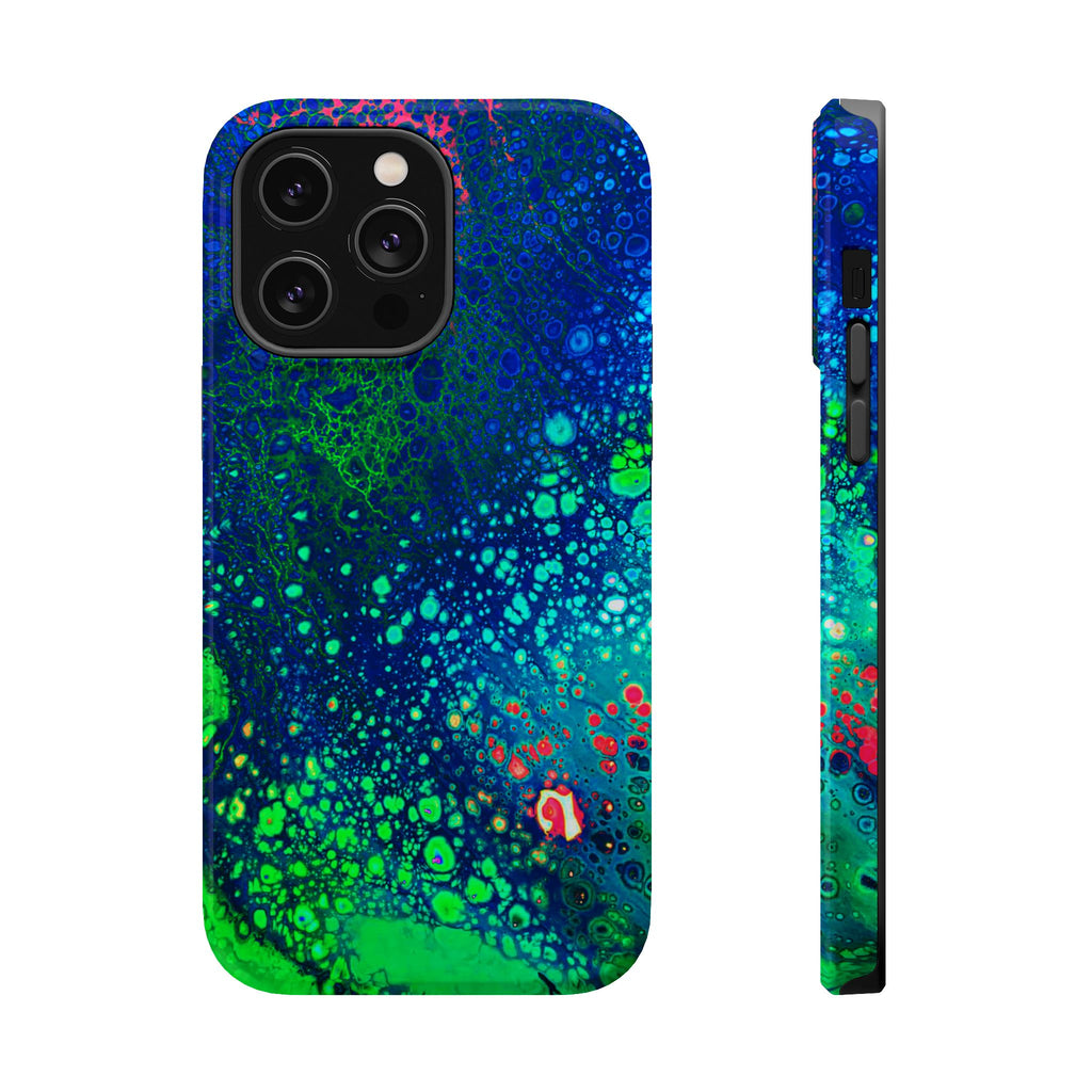 Techno Bloom MagSafe iPhone Case – Abstract Art Design, Shockproof for iPhone 14–17 Pro & Pro Max