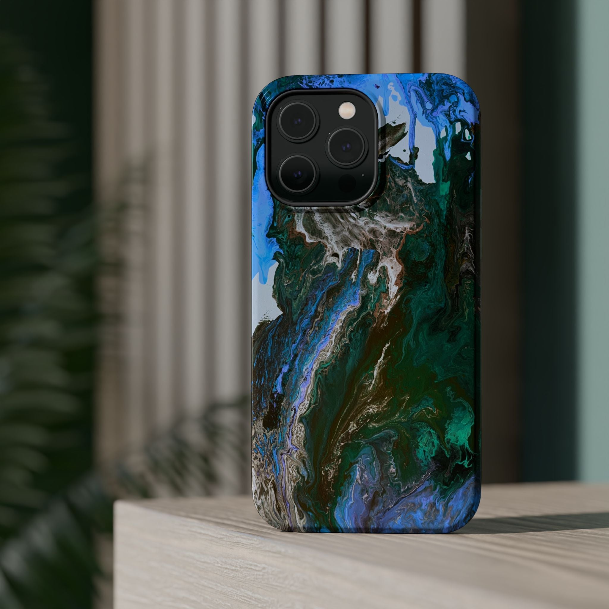 Cobalt Overdrive X MagSafe iPhone Case – Abstract Art Design, Shockproof for iPhone 14–17 Pro & Pro Max