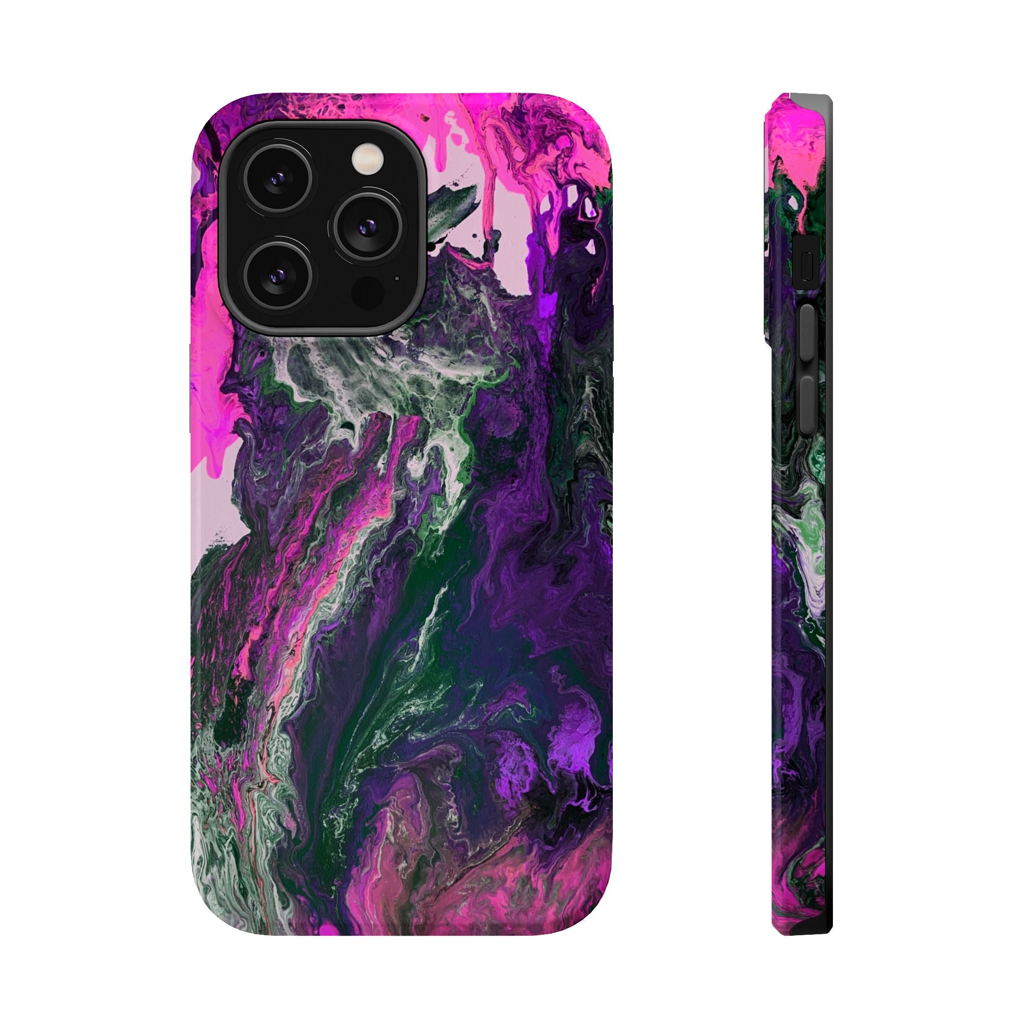 Fuchsia Coreline X MagSafe iPhone Case – Abstract Art Design, Shockproof for iPhone 14–17 Pro & Pro Max