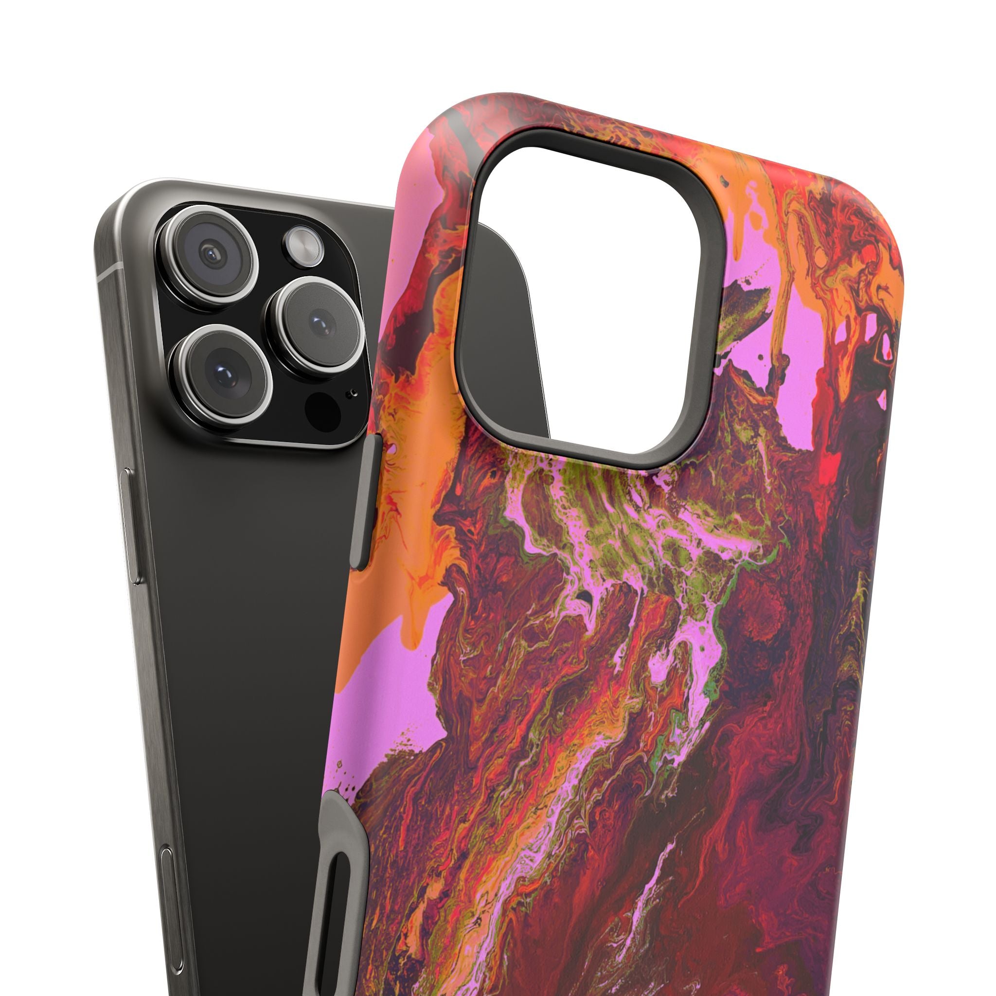 Gold Reactor X MagSafe iPhone Case – Abstract Art Design, Shockproof for iPhone 14–17 Pro & Pro Max