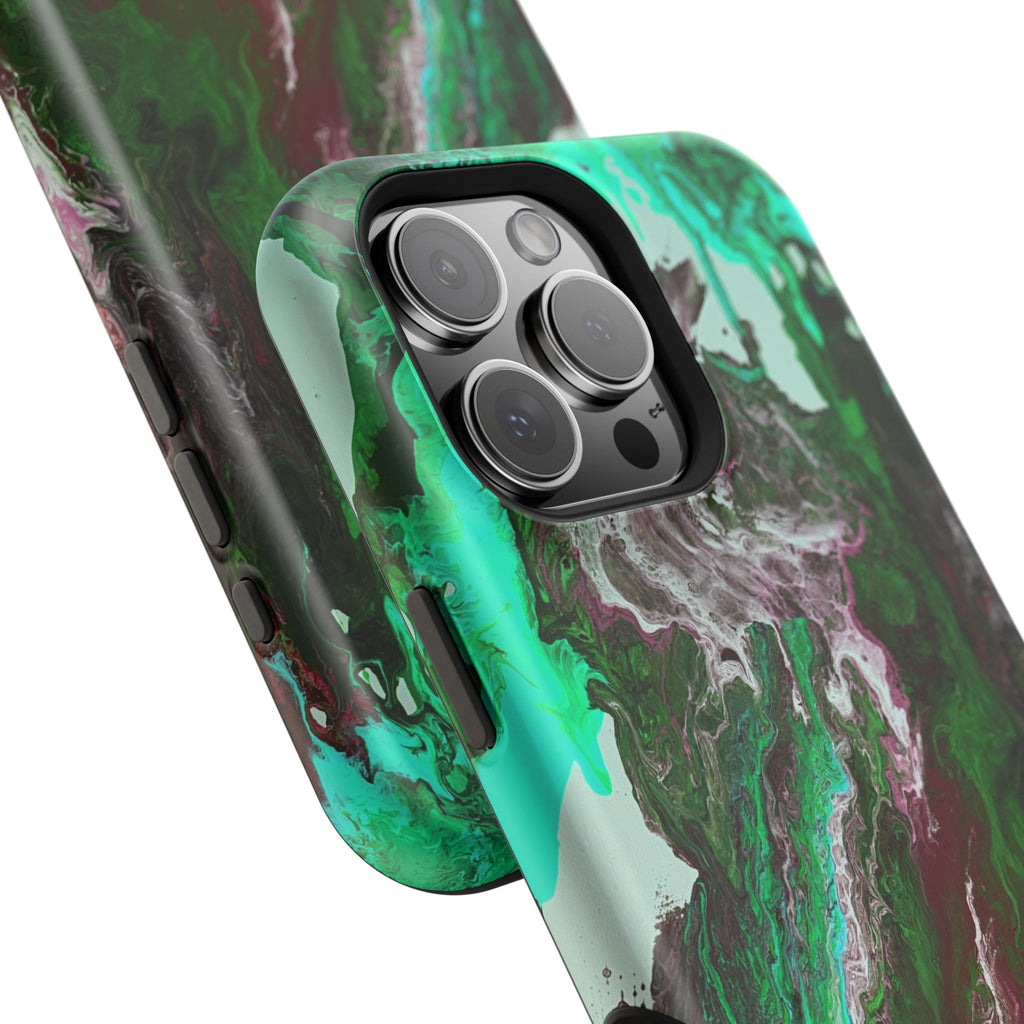 Mint Overdrive X MagSafe iPhone Case – Abstract Art Design, Shockproof for iPhone 14–17 Pro & Pro Max