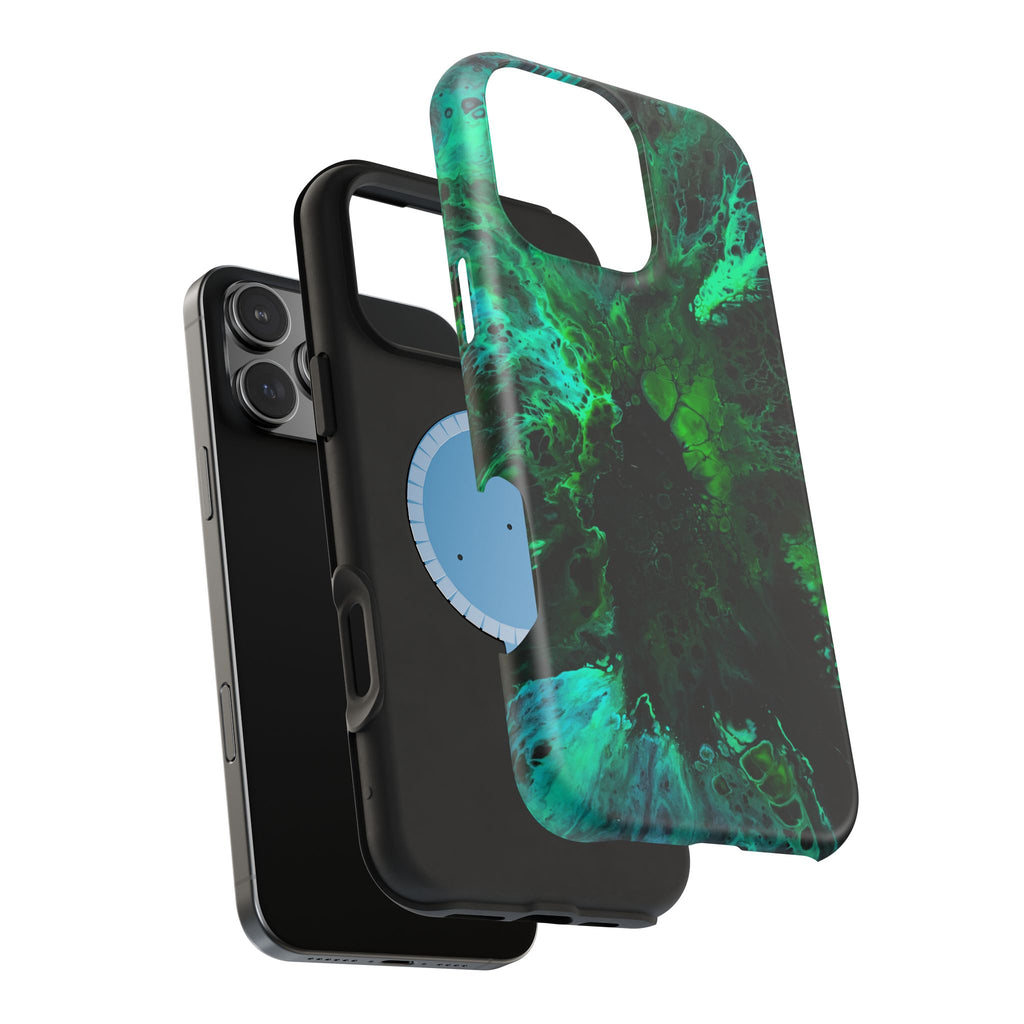 Emerald Collapse MagSafe iPhone Case – Abstract Art Design, Shockproof for iPhone 14–17 Pro & Pro Max