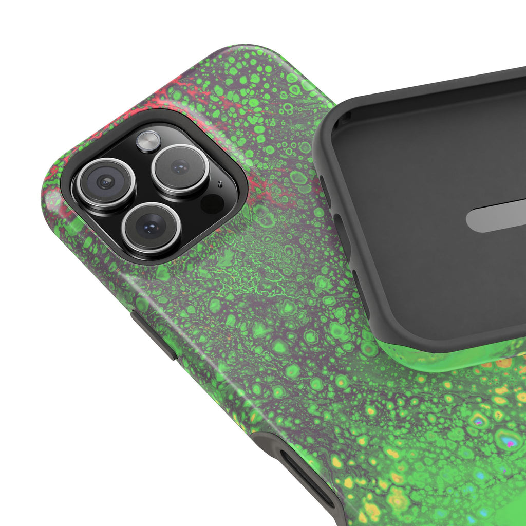 Toxic Pulse MagSafe iPhone Case – Abstract Art Design, Shockproof for iPhone 14–17 Pro & Pro Max