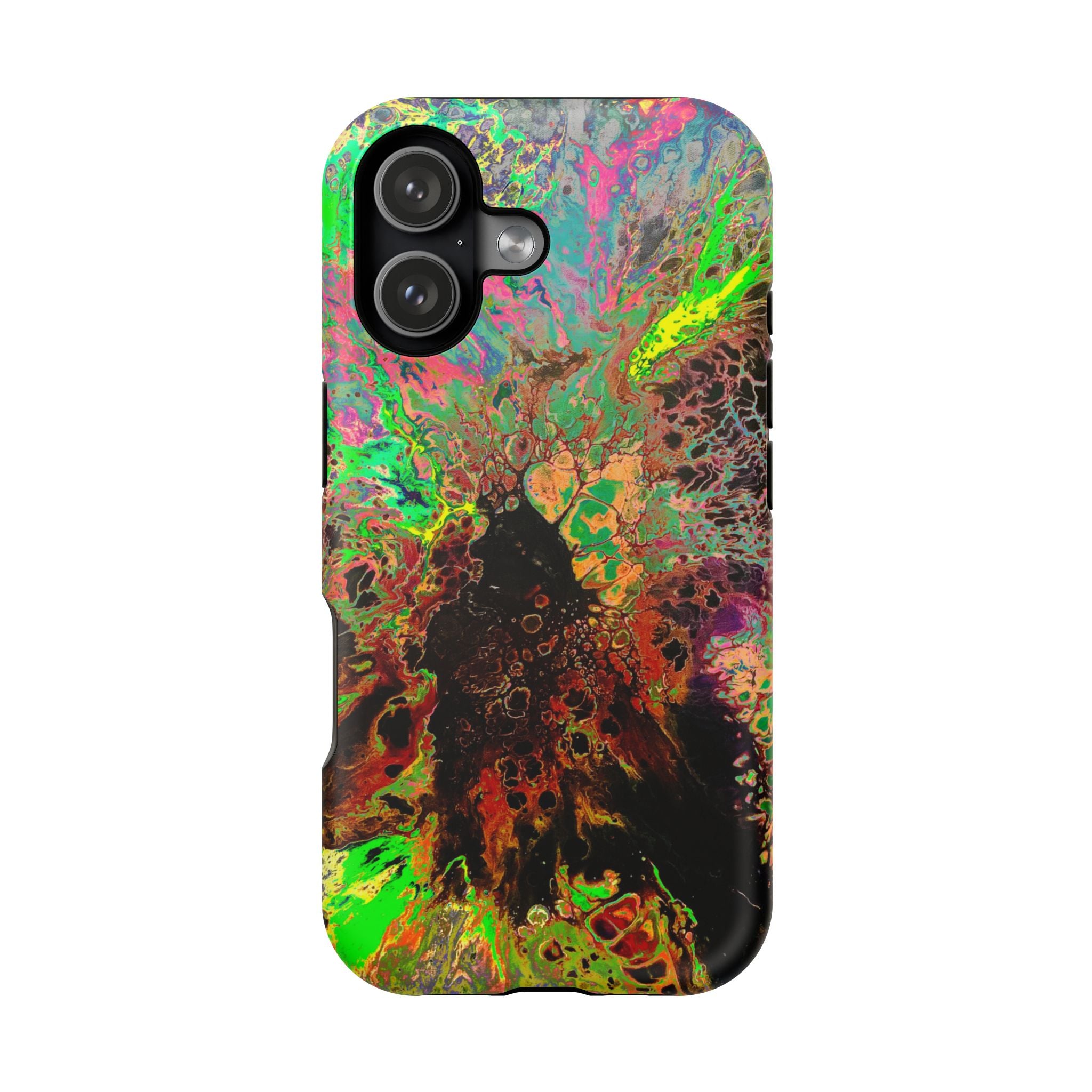 Toxic Bloom MagSafe iPhone Case – Abstract Art Design, Shockproof for iPhone 14–17 Pro & Pro Max