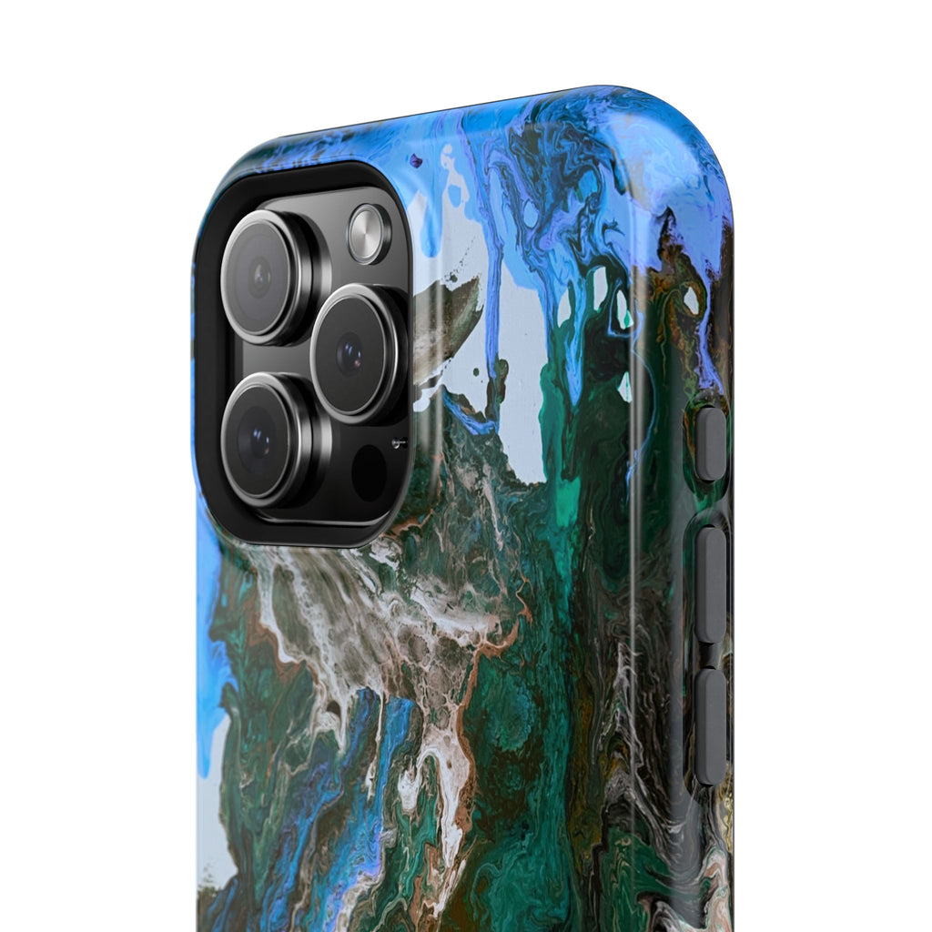 Cobalt Overdrive X MagSafe iPhone Case – Abstract Art Design, Shockproof for iPhone 14–17 Pro & Pro Max