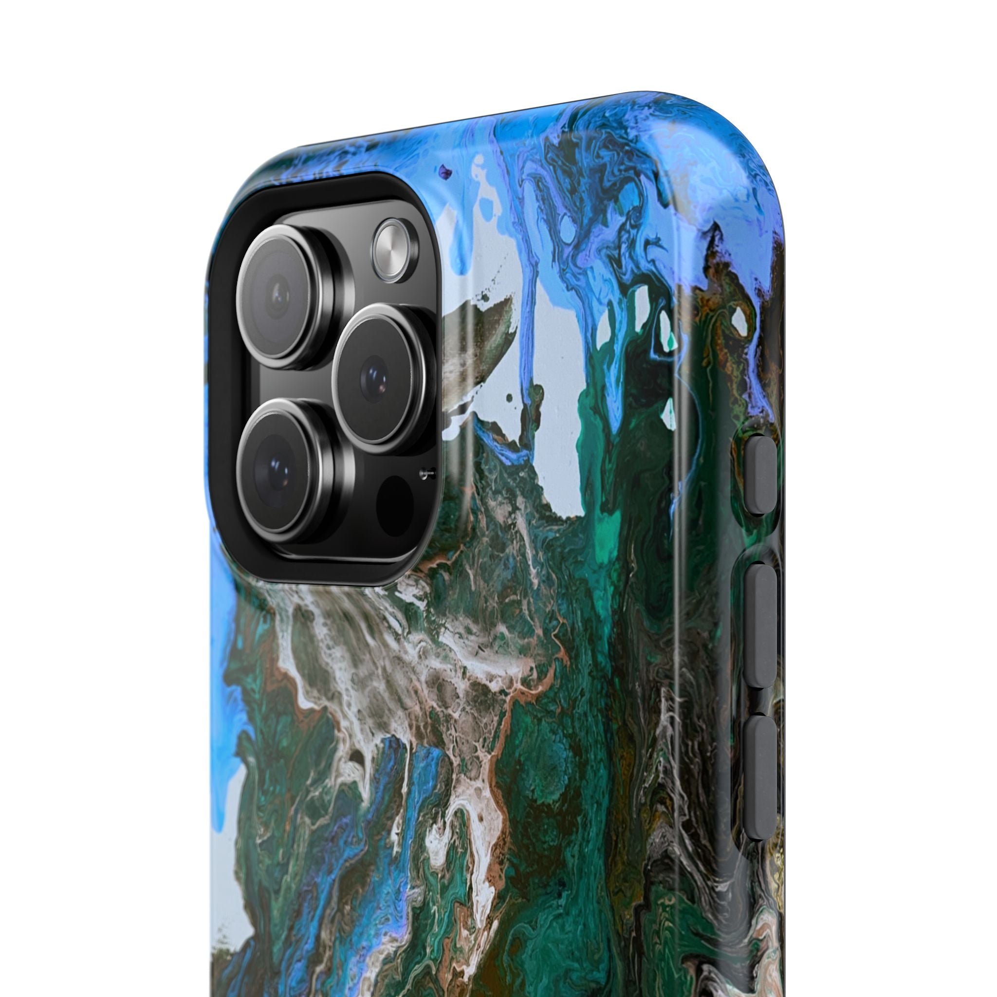 Cobalt Overdrive X MagSafe iPhone Case – Abstract Art Design, Shockproof for iPhone 14–17 Pro & Pro Max