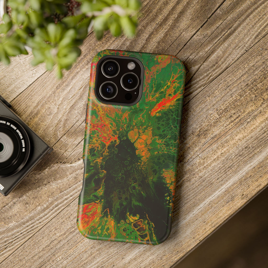 Neon Swamp MagSafe iPhone Case – Abstract Art Design, Shockproof for iPhone 14–17 Pro & Pro Max