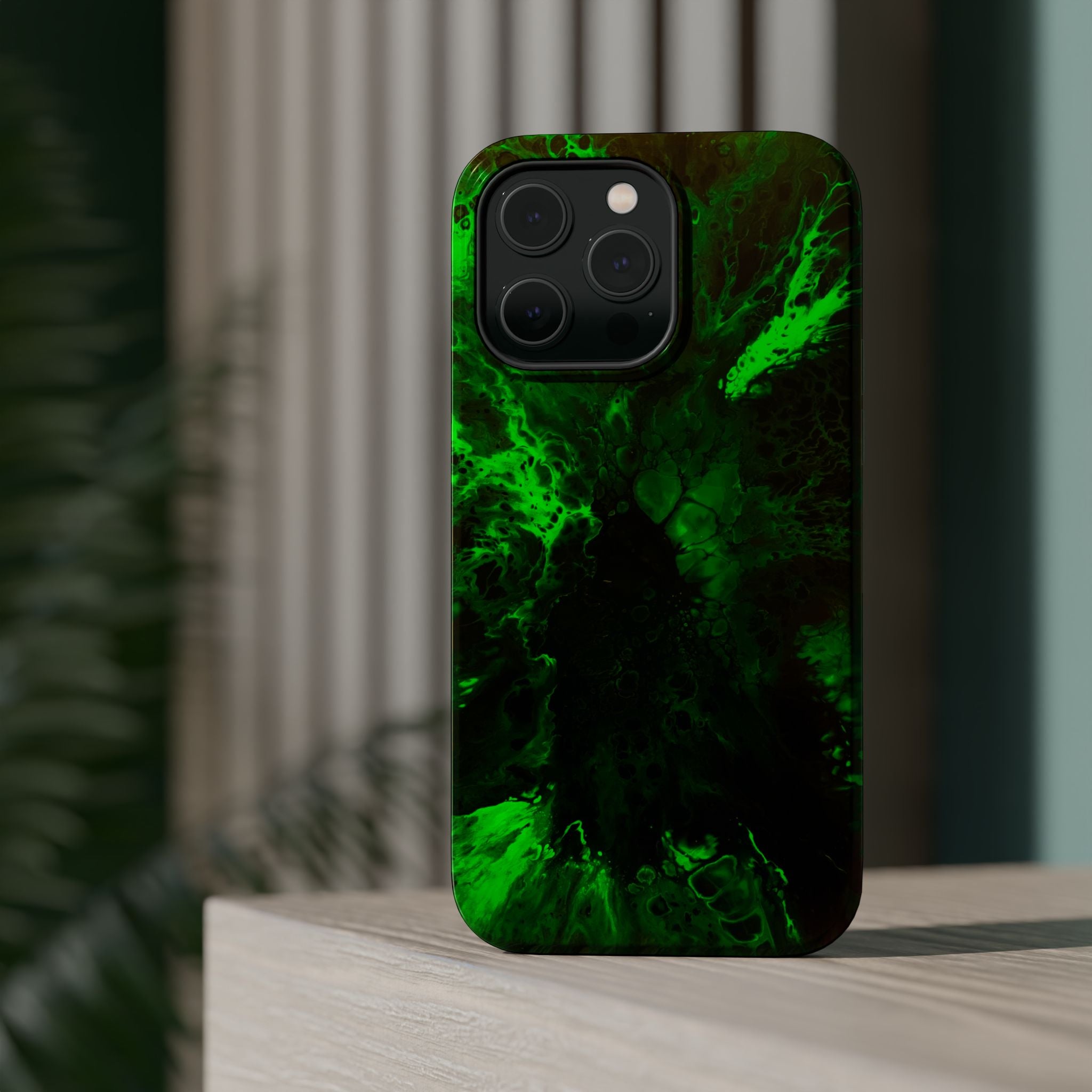 Toxic Bloom MagSafe iPhone Case – Abstract Art Design, Shockproof for iPhone 14–17 Pro & Pro Max