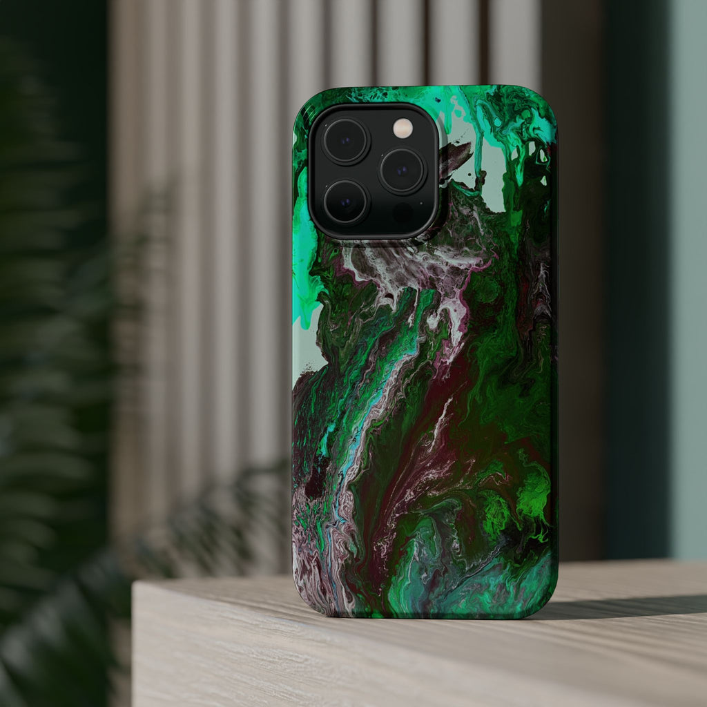 Mint Overdrive X MagSafe iPhone Case – Abstract Art Design, Shockproof for iPhone 14–17 Pro & Pro Max