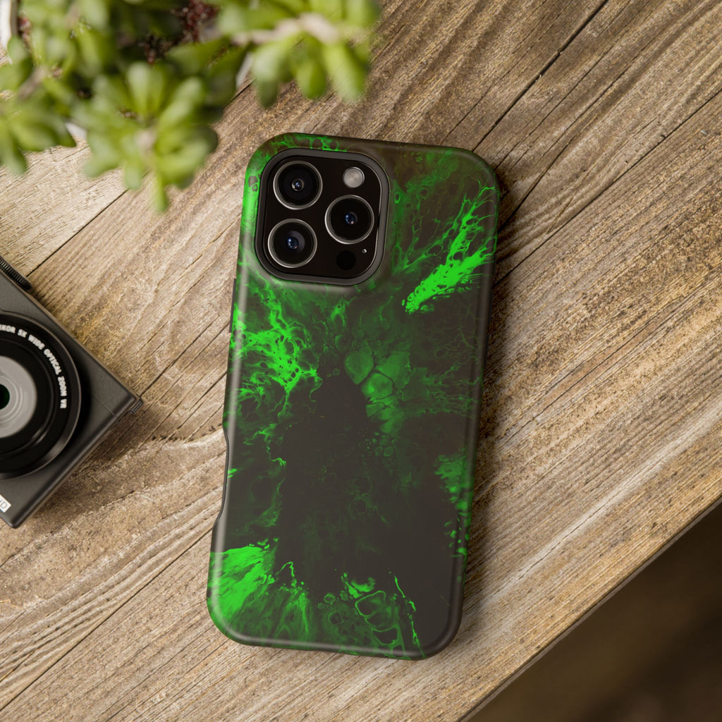 Toxic Bloom MagSafe iPhone Case – Abstract Art Design, Shockproof for iPhone 14–17 Pro & Pro Max