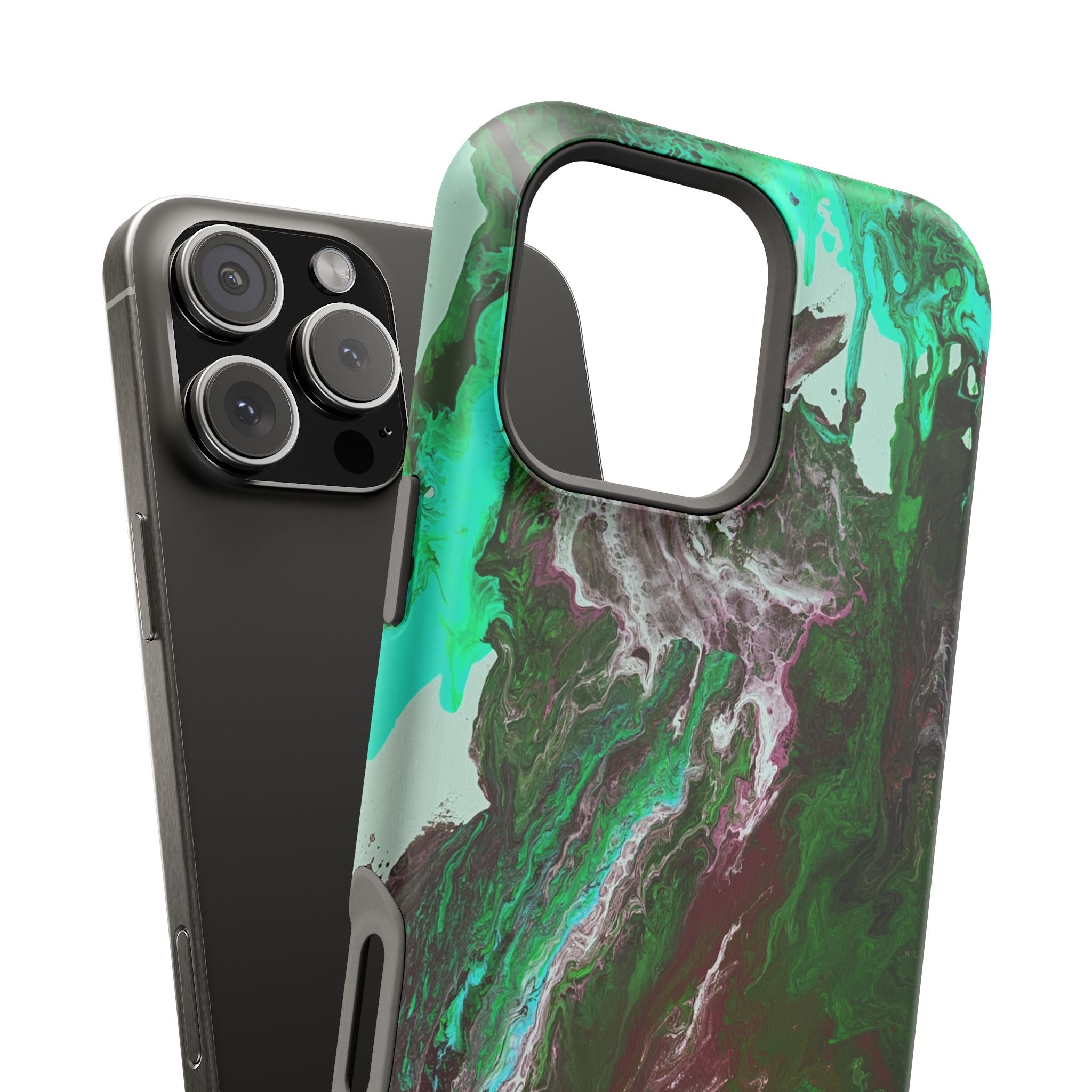 Mint Overdrive X MagSafe iPhone Case – Abstract Art Design, Shockproof for iPhone 14–17 Pro & Pro Max