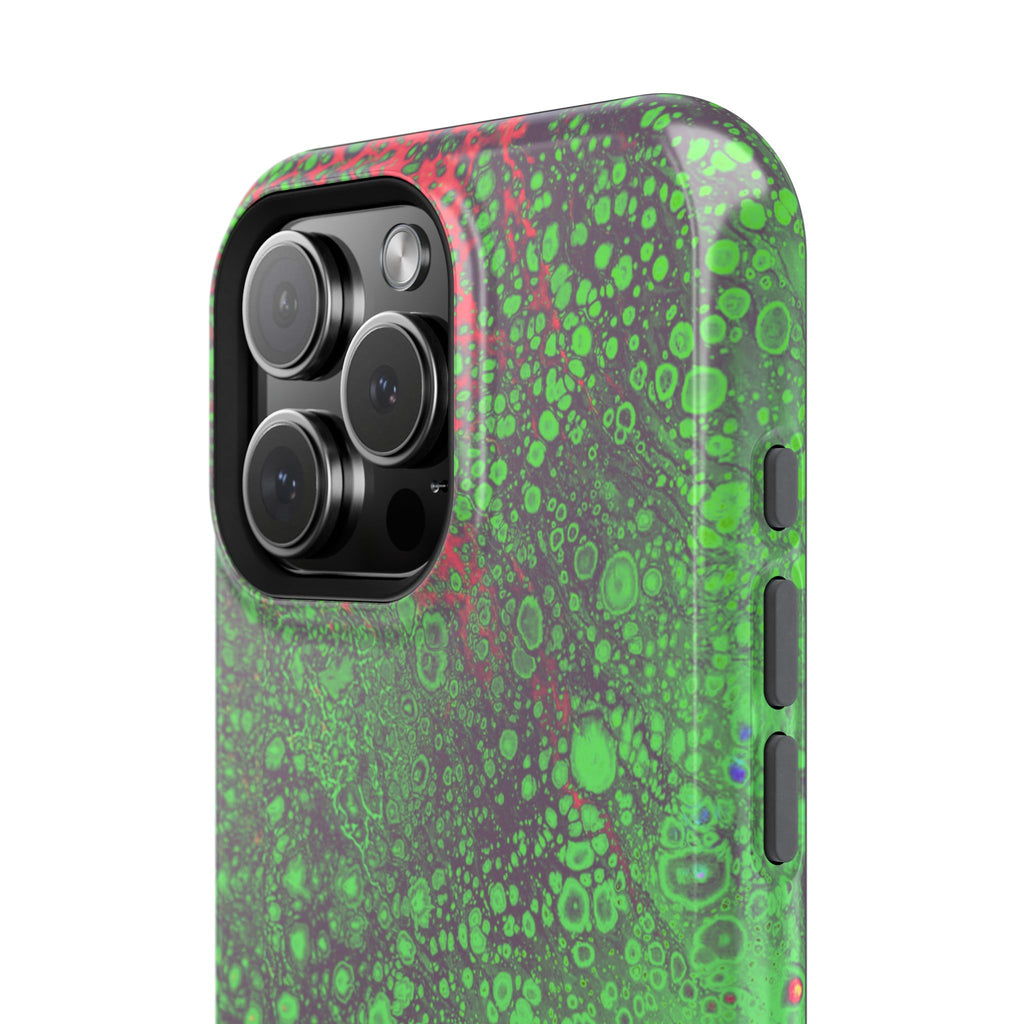 Toxic Pulse MagSafe iPhone Case – Abstract Art Design, Shockproof for iPhone 14–17 Pro & Pro Max