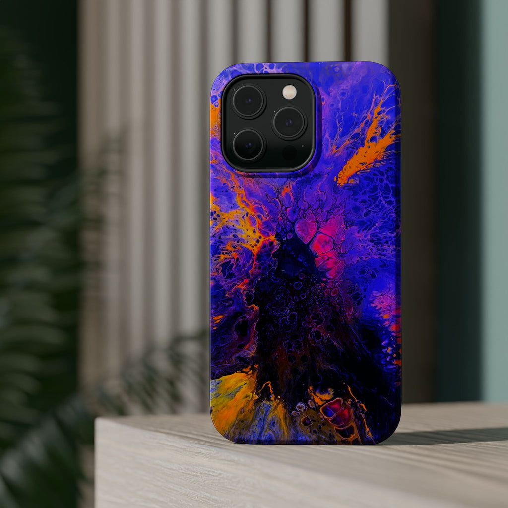 Cobalt Storm MagSafe iPhone Case – Abstract Art Design, Shockproof for iPhone 14–17 Pro & Pro Max