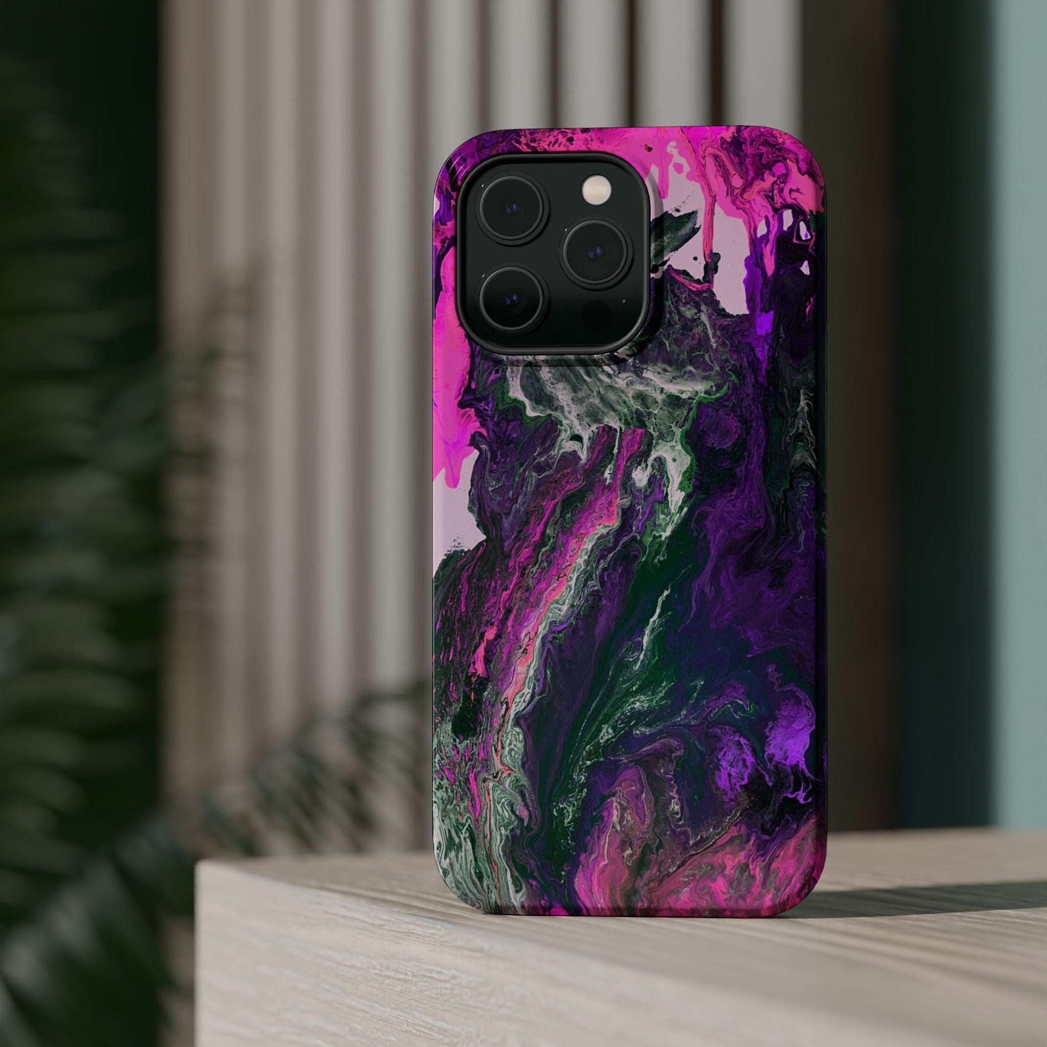 Fuchsia Coreline X MagSafe iPhone Case – Abstract Art Design, Shockproof for iPhone 14–17 Pro & Pro Max