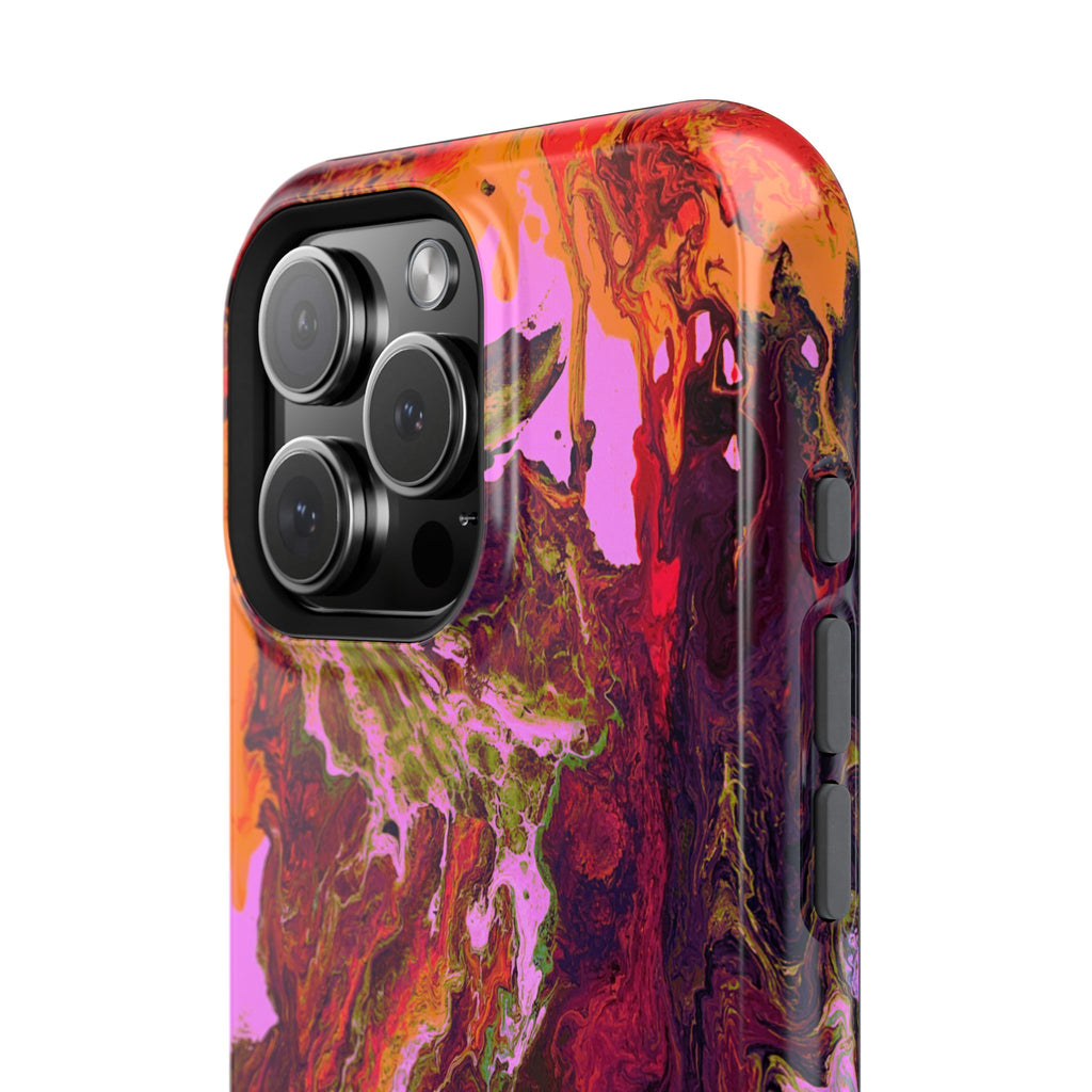 Gold Reactor X MagSafe iPhone Case – Abstract Art Design, Shockproof for iPhone 14–17 Pro & Pro Max
