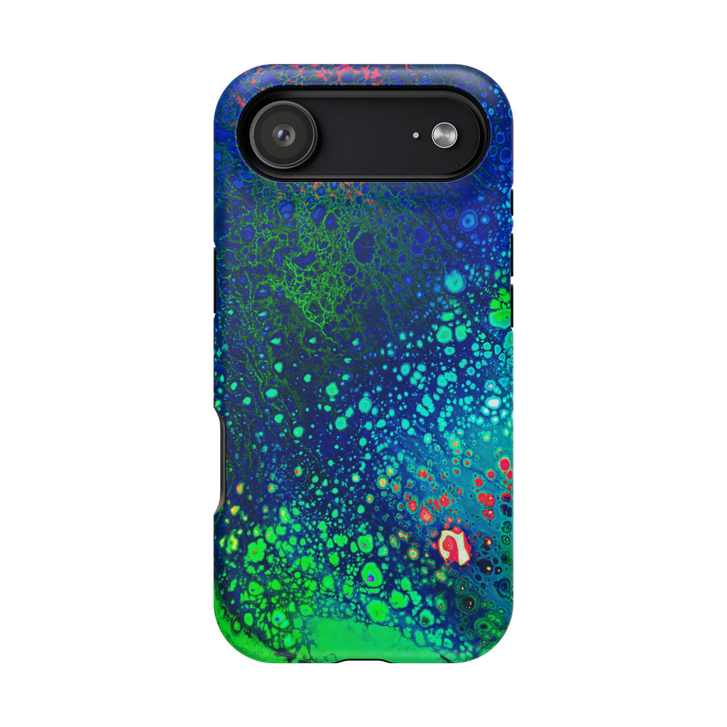 Techno Bloom MagSafe iPhone Case – Abstract Art Design, Shockproof for iPhone 14–17 Pro & Pro Max