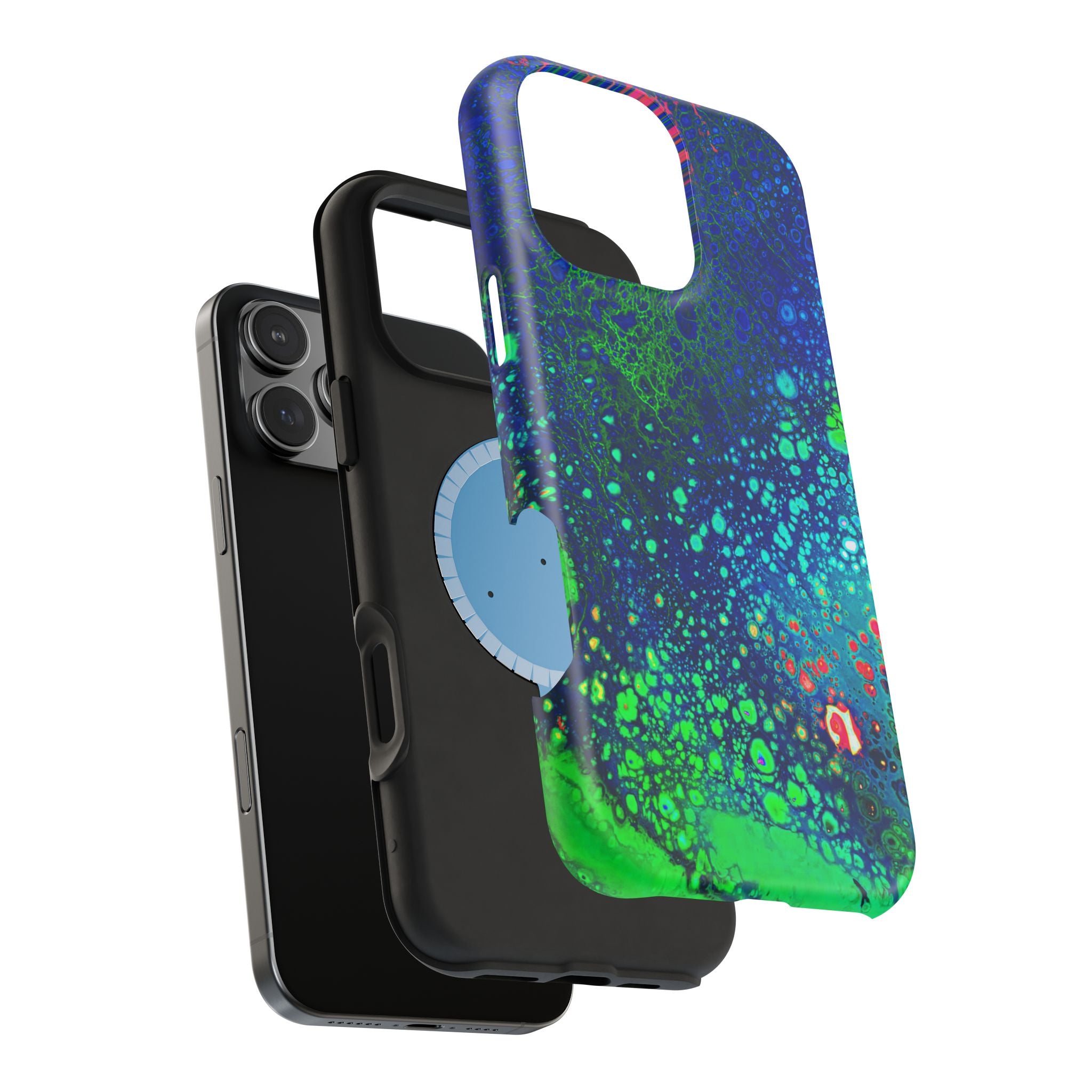 Techno Bloom MagSafe iPhone Case – Abstract Art Design, Shockproof for iPhone 14–17 Pro & Pro Max