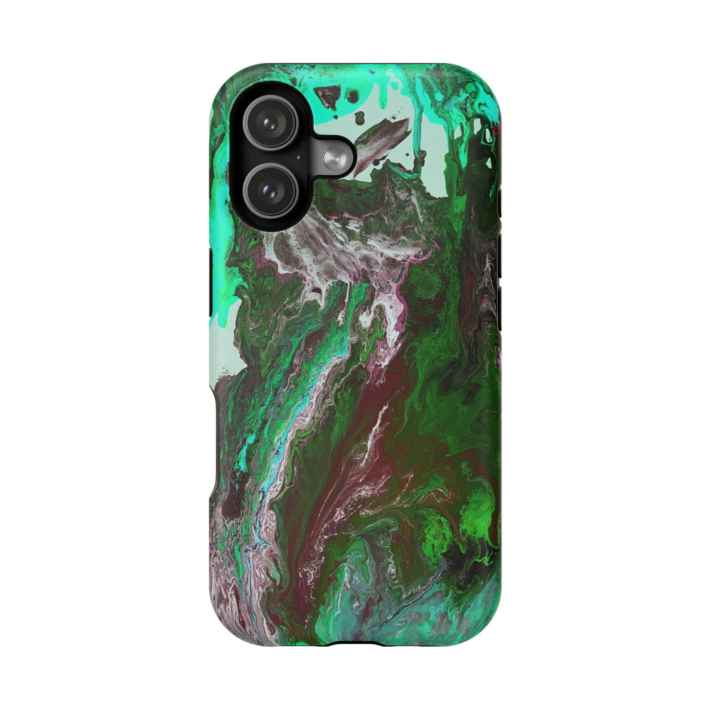 Mint Overdrive X MagSafe iPhone Case – Abstract Art Design, Shockproof for iPhone 14–17 Pro & Pro Max