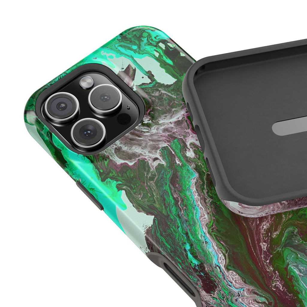 Mint Overdrive X MagSafe iPhone Case – Abstract Art Design, Shockproof for iPhone 14–17 Pro & Pro Max