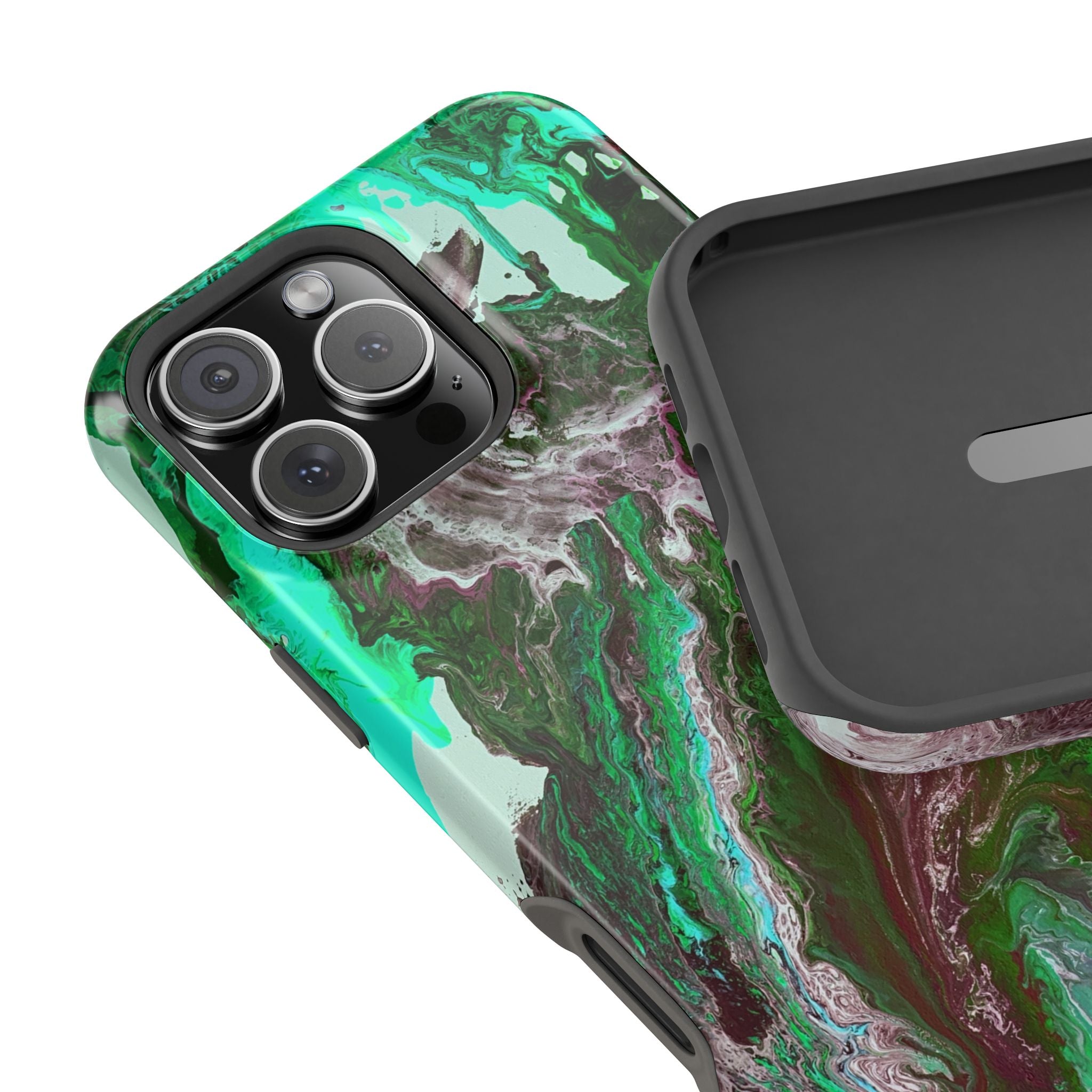 Mint Overdrive X MagSafe iPhone Case – Abstract Art Design, Shockproof for iPhone 14–17 Pro & Pro Max