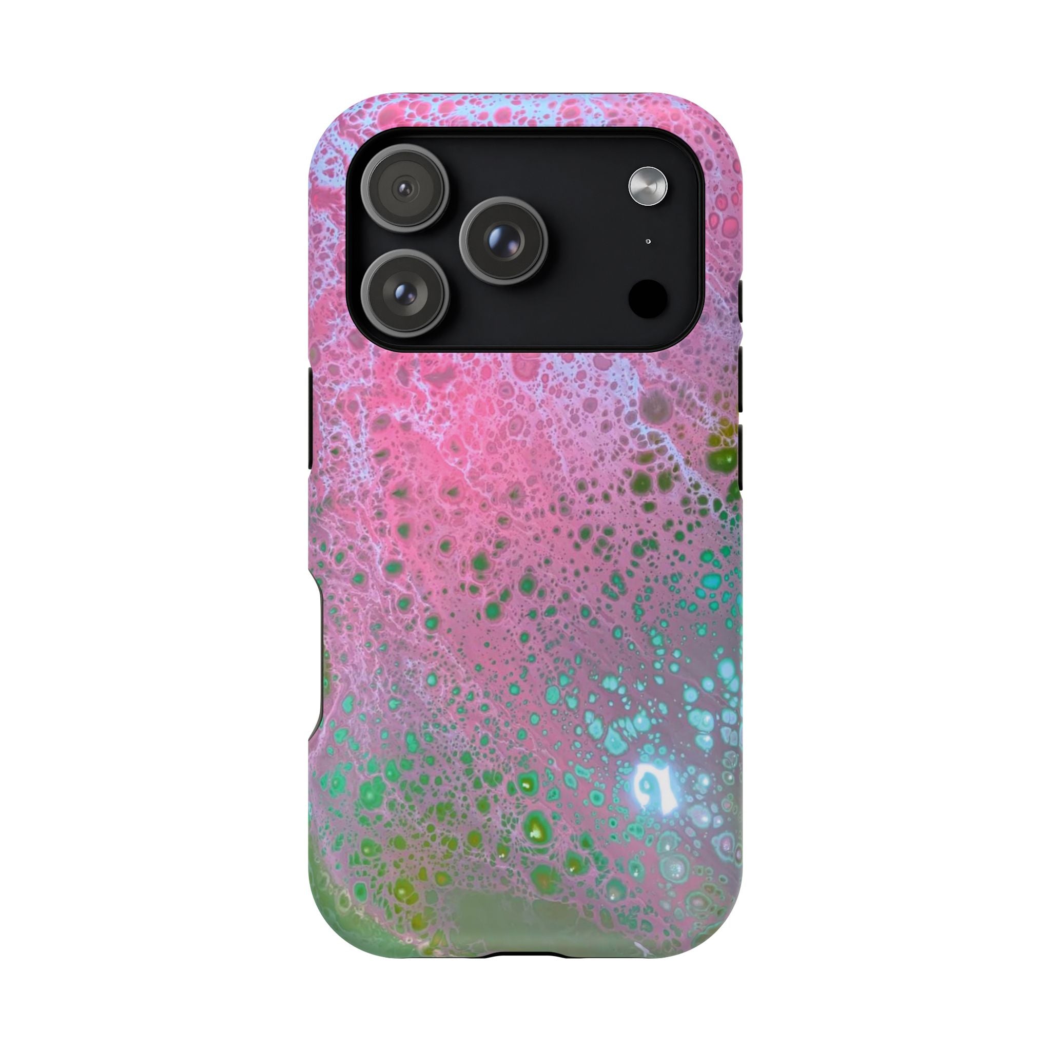 Acid Pink MagSafe iPhone Case – Abstract Art Design, Shockproof for iPhone 14–17 Pro & Pro Max