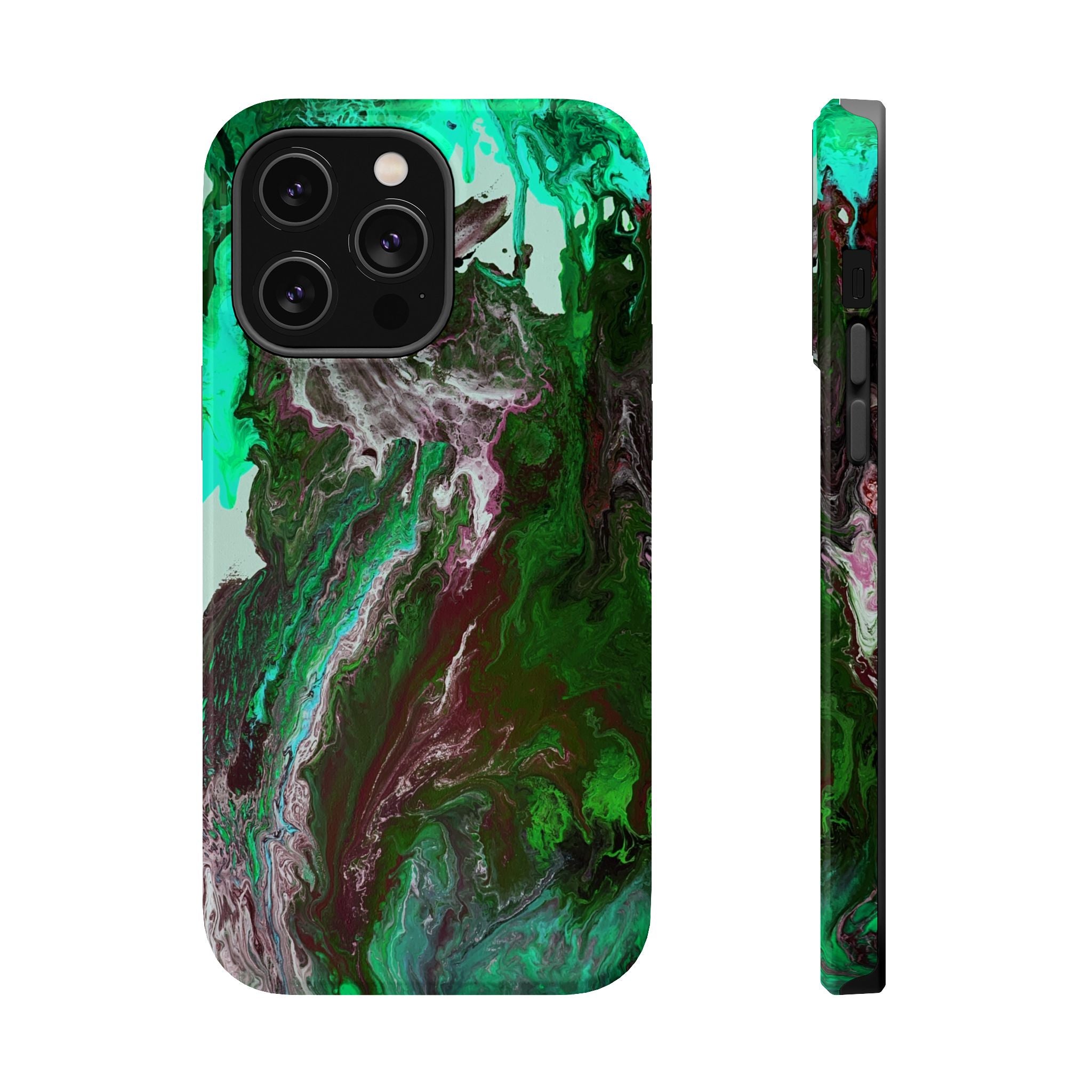 Mint Overdrive X MagSafe iPhone Case – Abstract Art Design, Shockproof for iPhone 14–17 Pro & Pro Max