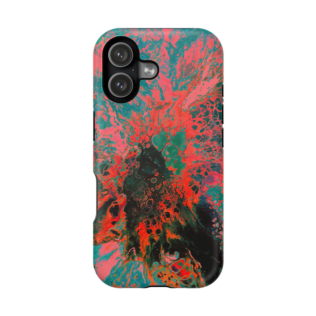 Crimson Shock MagSafe iPhone Case – Abstract Art Design, Shockproof for iPhone 14–17 Pro & Pro Max
