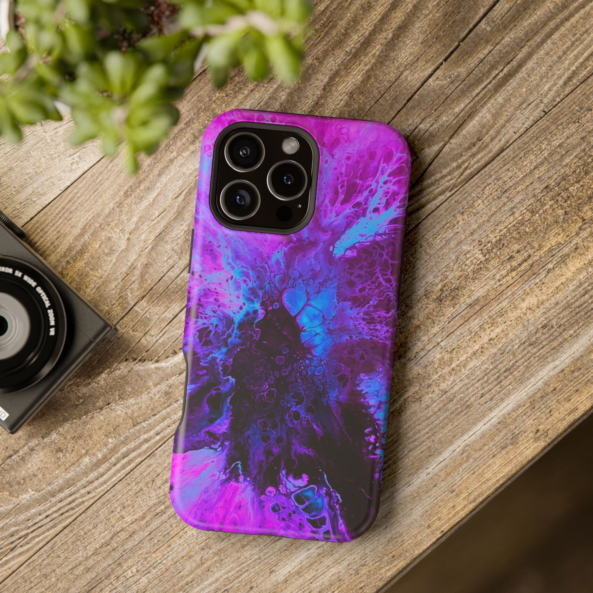 Violet Nebula MagSafe iPhone Case – Abstract Art Design, Shockproof for iPhone 14–17 Pro & Pro Max