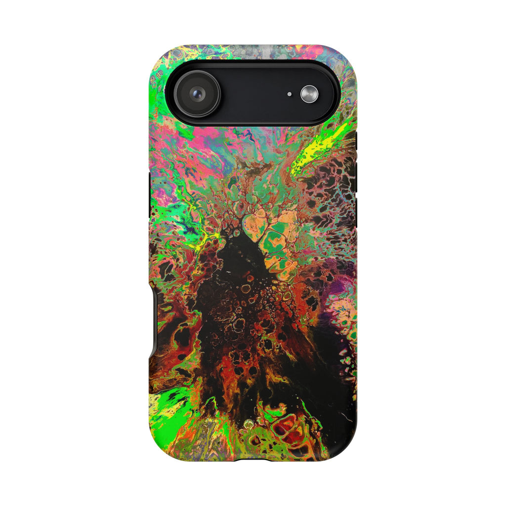 Toxic Bloom MagSafe iPhone Case – Abstract Art Design, Shockproof for iPhone 14–17 Pro & Pro Max