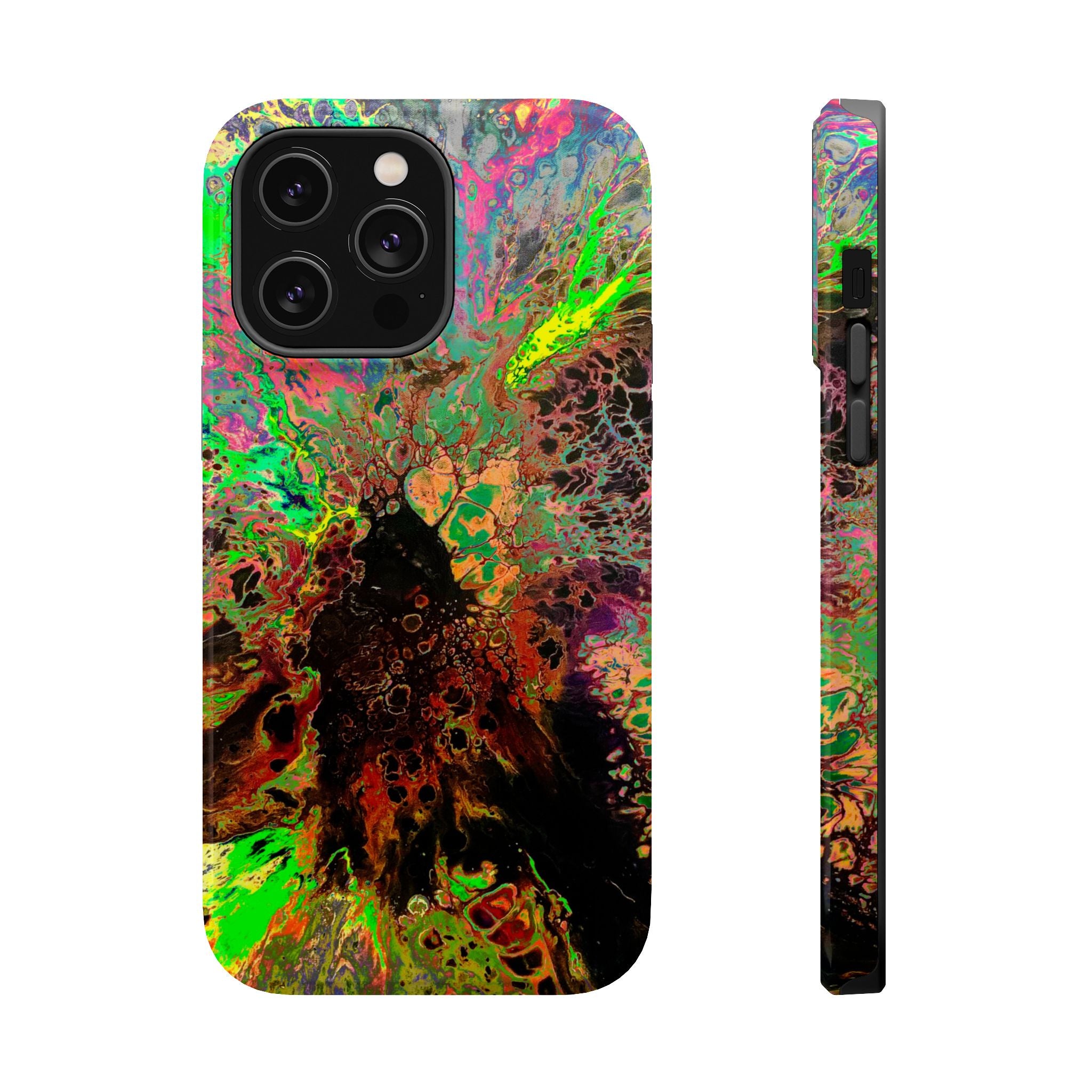 Toxic Bloom MagSafe iPhone Case – Abstract Art Design, Shockproof for iPhone 14–17 Pro & Pro Max