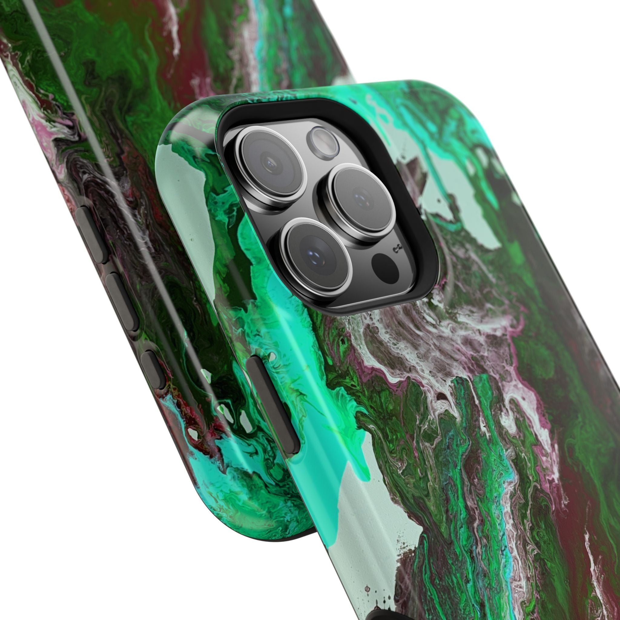 Mint Overdrive X MagSafe iPhone Case – Abstract Art Design, Shockproof for iPhone 14–17 Pro & Pro Max