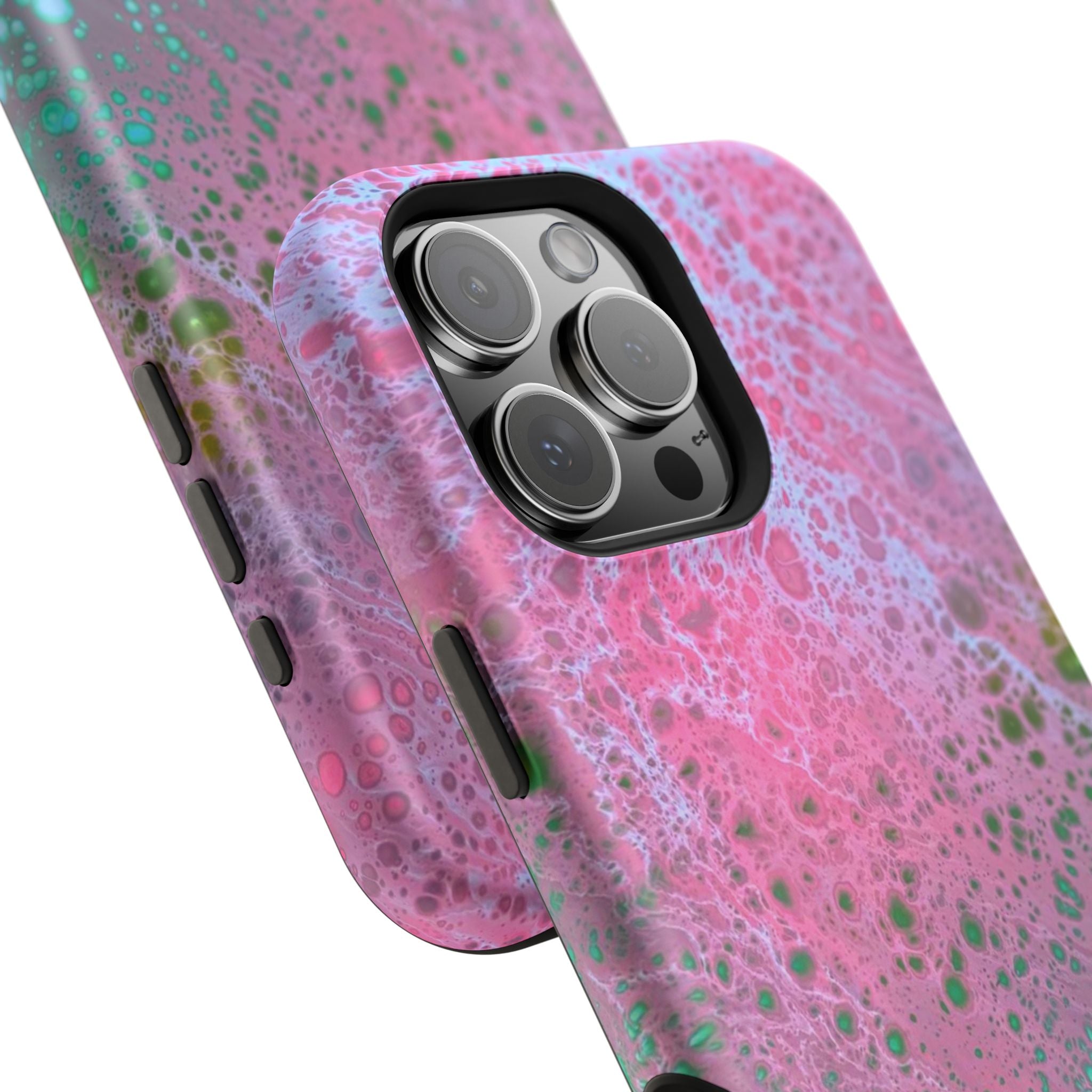 Acid Pink MagSafe iPhone Case – Abstract Art Design, Shockproof for iPhone 14–17 Pro & Pro Max