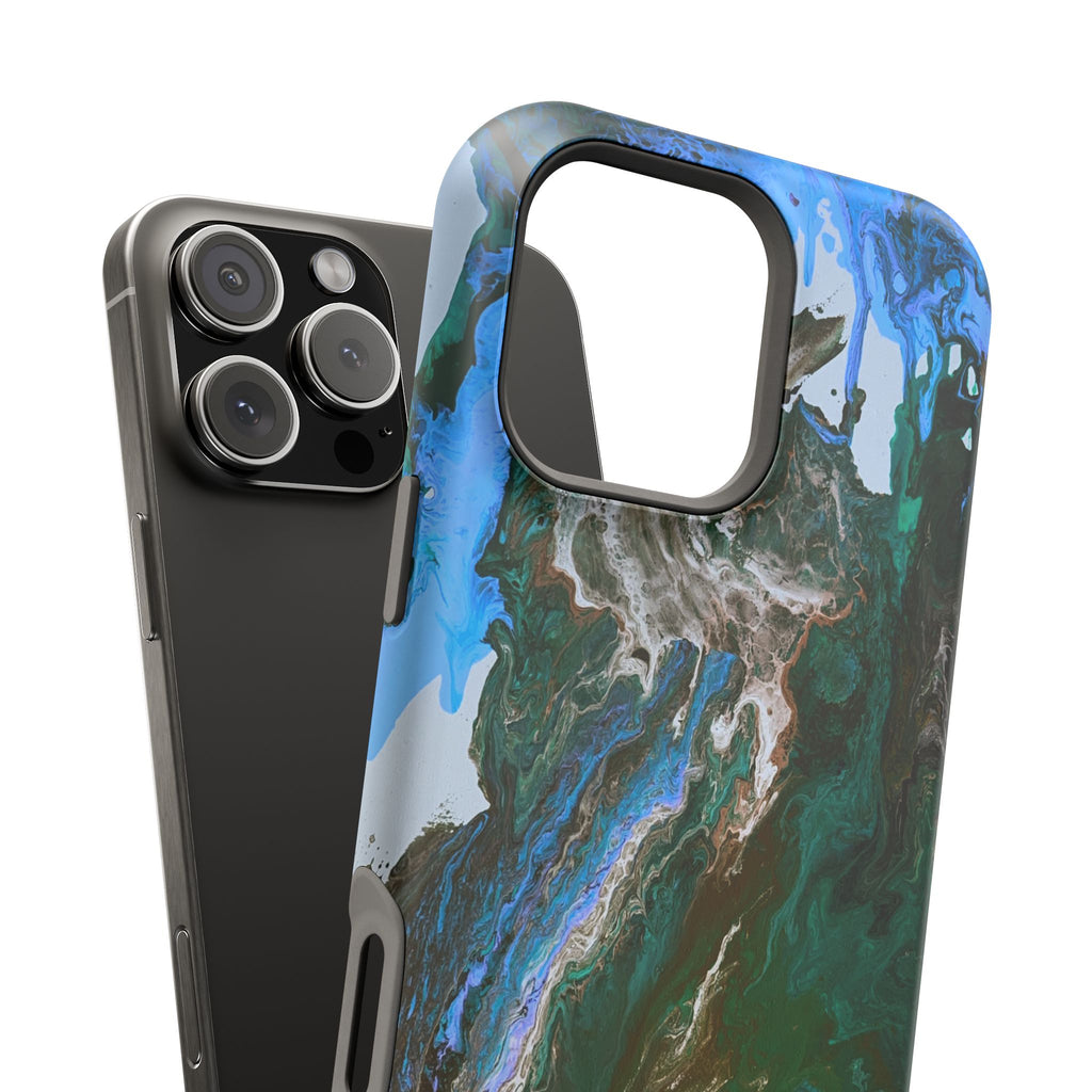 Cobalt Overdrive X MagSafe iPhone Case – Abstract Art Design, Shockproof for iPhone 14–17 Pro & Pro Max