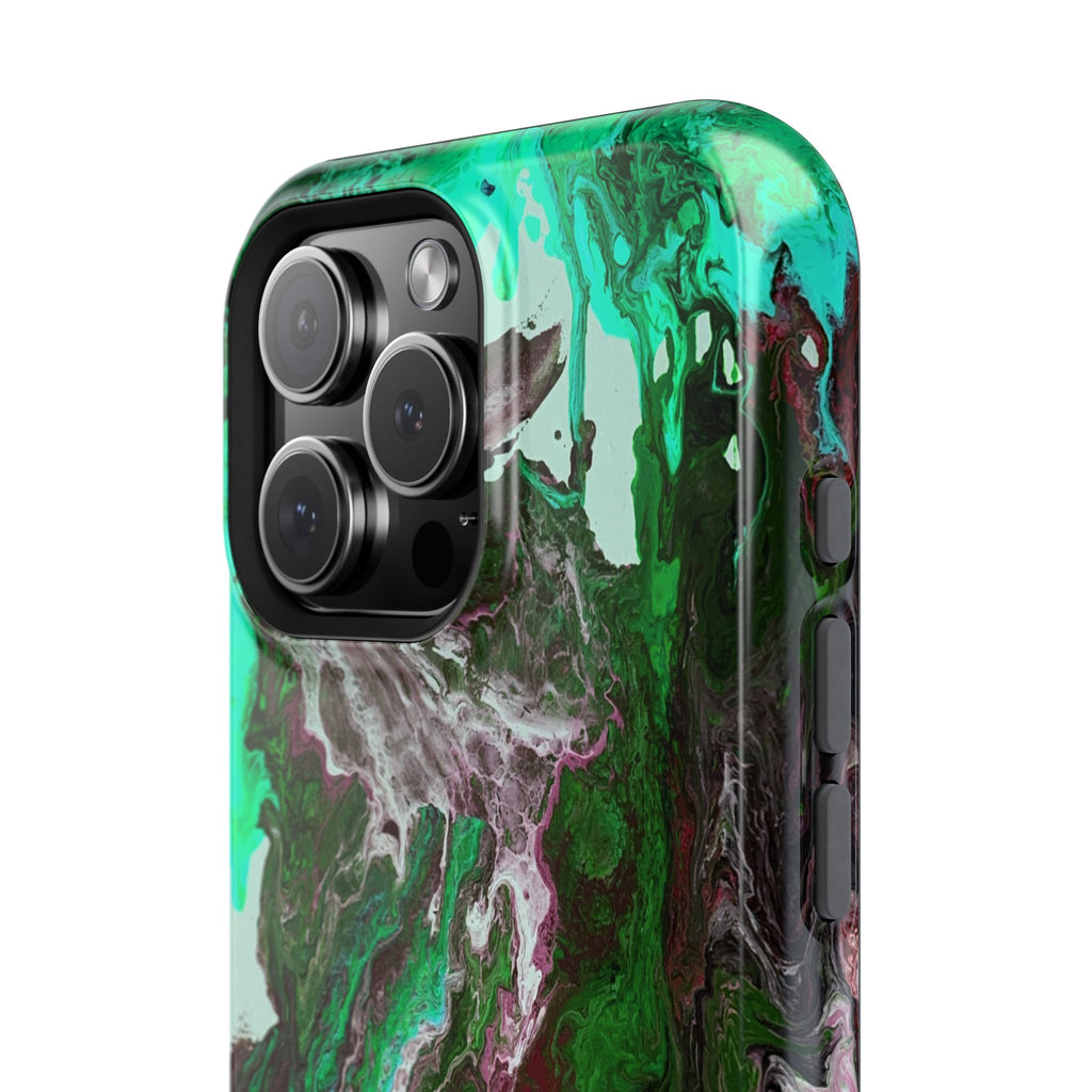 Mint Overdrive X MagSafe iPhone Case – Abstract Art Design, Shockproof for iPhone 14–17 Pro & Pro Max