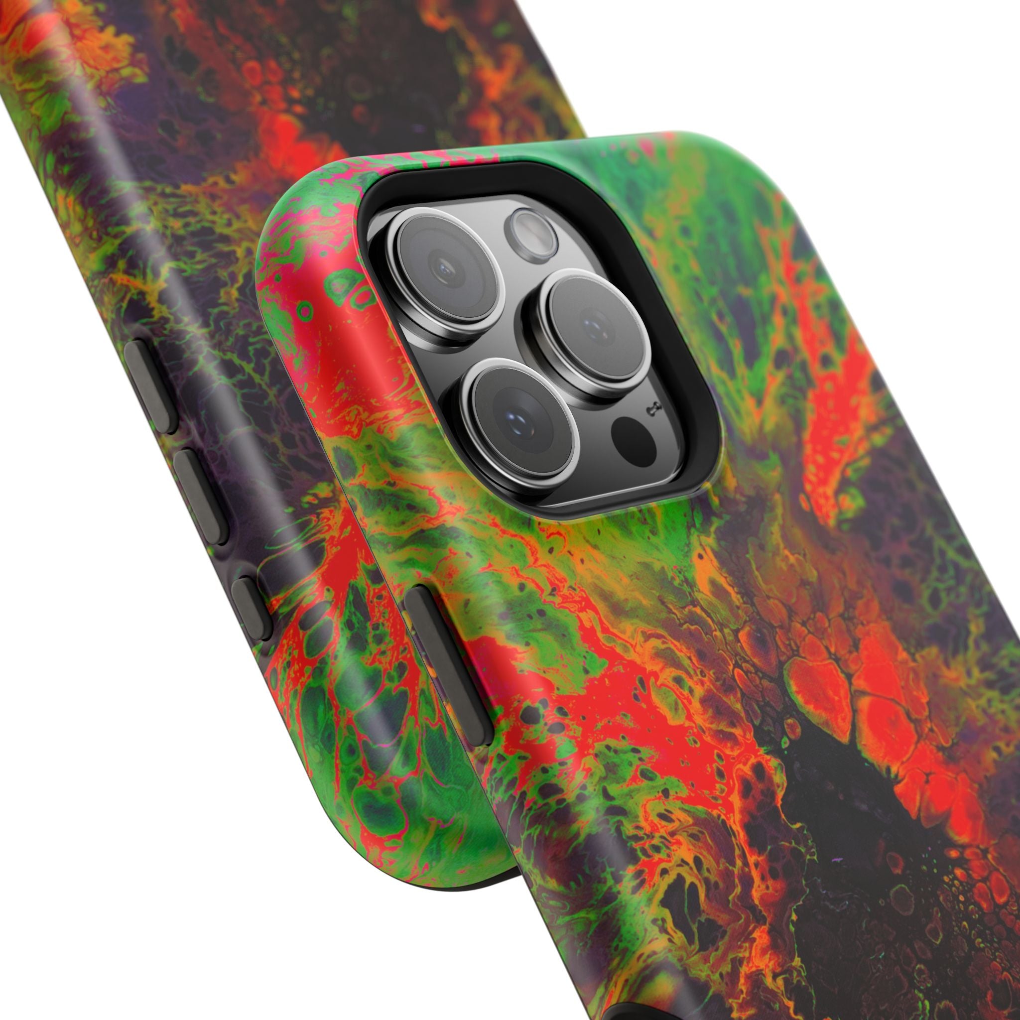 Neon Camo MagSafe iPhone Case – Abstract Art Design, Shockproof for iPhone 14–17 Pro & Pro Max