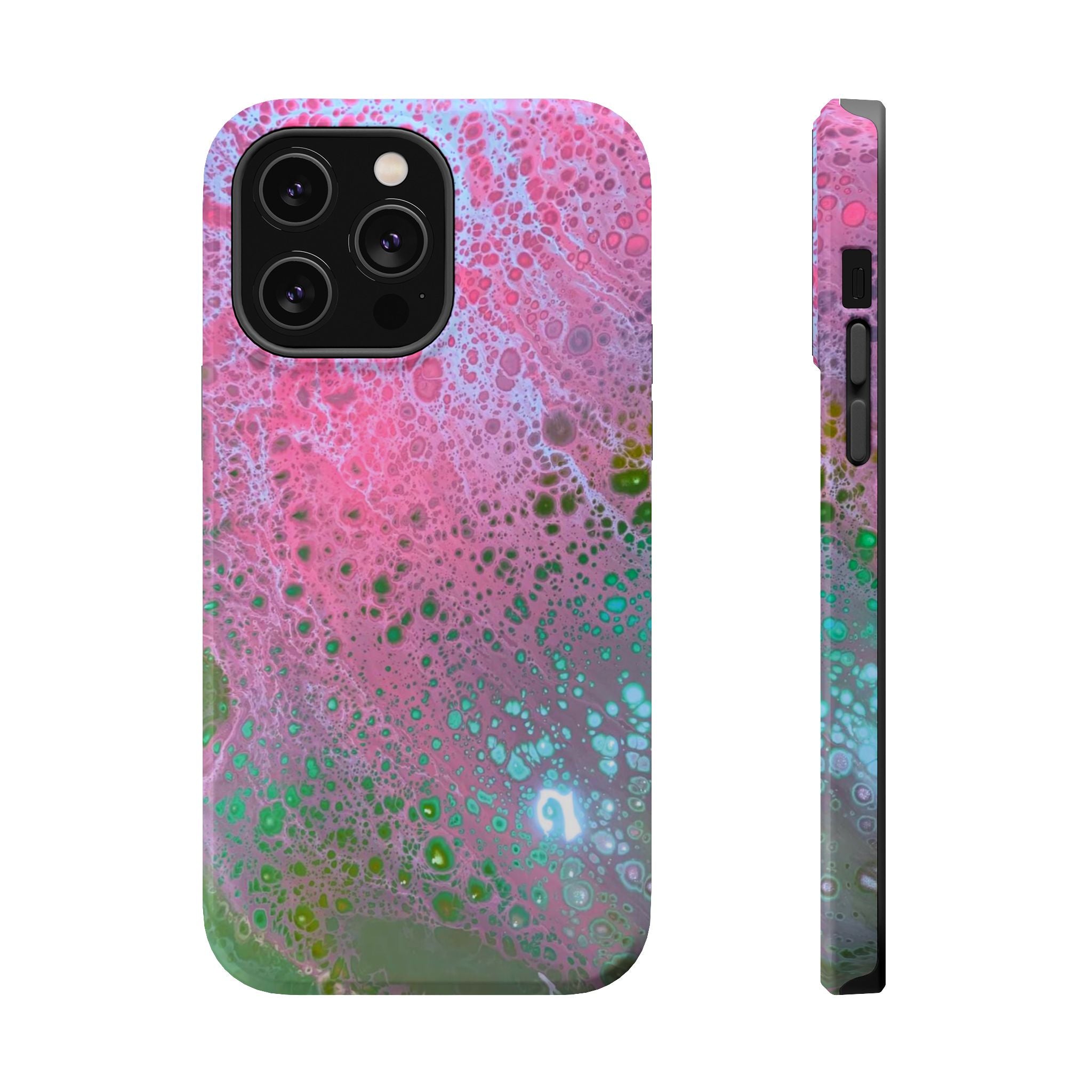 Acid Pink MagSafe iPhone Case – Abstract Art Design, Shockproof for iPhone 14–17 Pro & Pro Max
