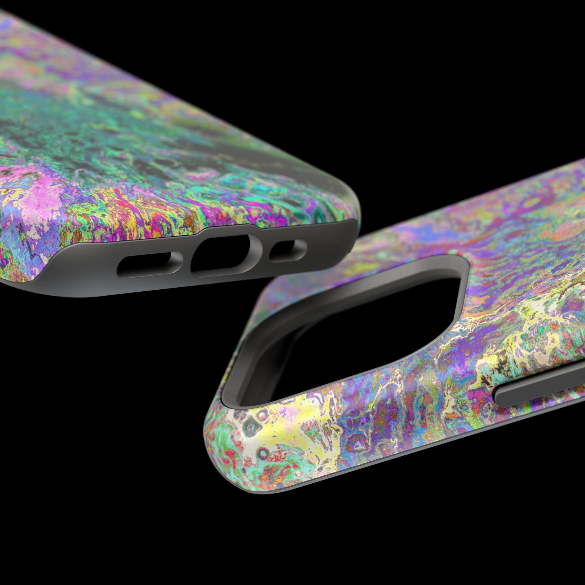 Violet Bloom MagSafe iPhone Case – Abstract Art Design, Shockproof for iPhone 14–17 Pro & Pro Max