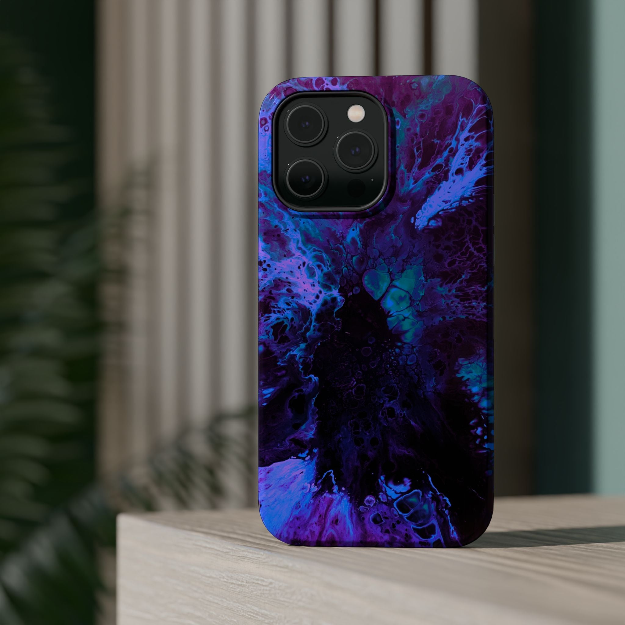 Azure Reactor MagSafe iPhone Case – Abstract Art Design, Shockproof for iPhone 14–17 Pro & Pro Max