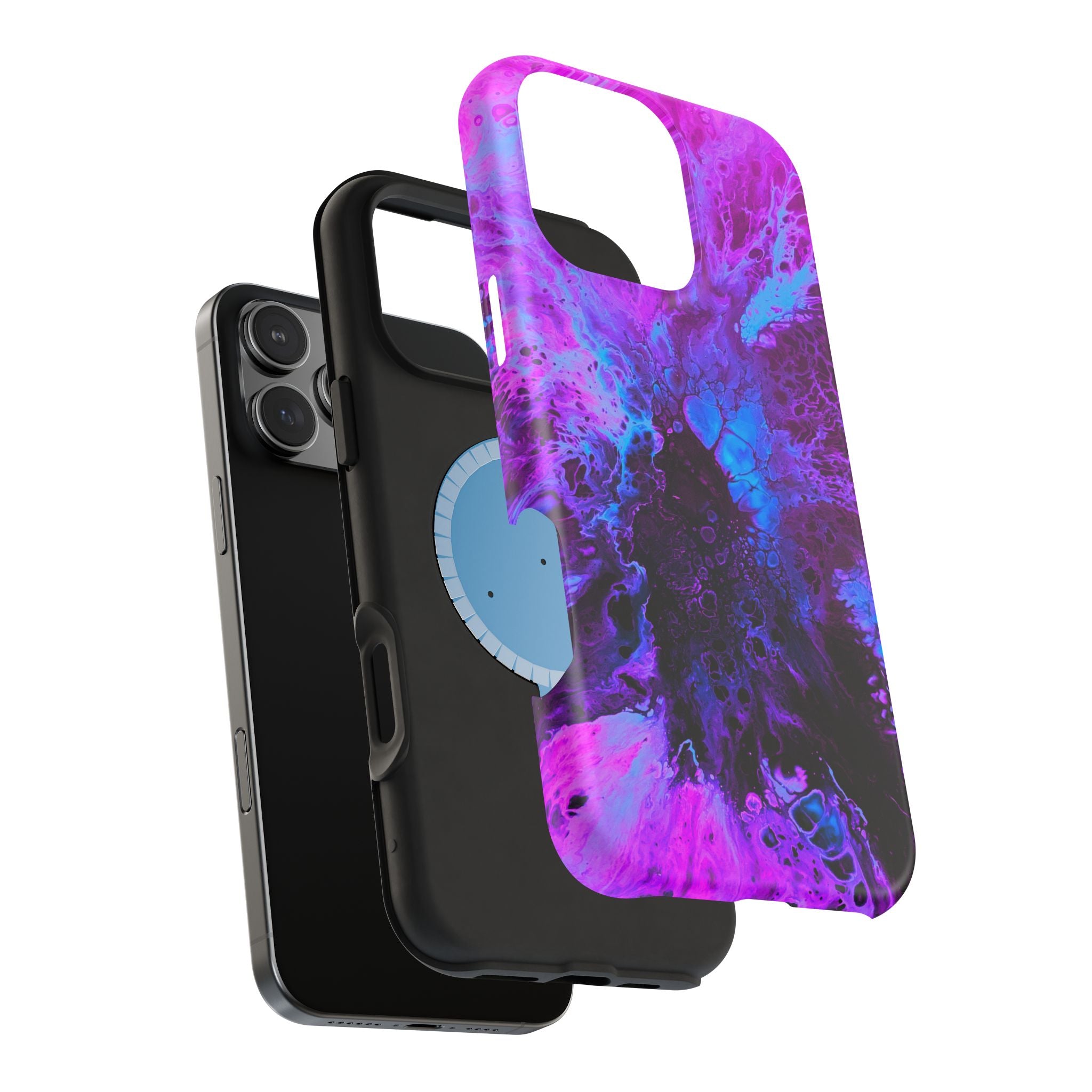 Violet Nebula MagSafe iPhone Case – Abstract Art Design, Shockproof for iPhone 14–17 Pro & Pro Max