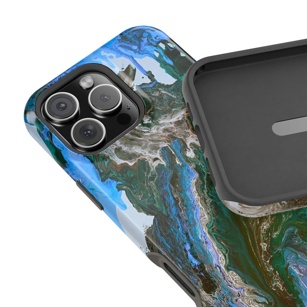 Cobalt Overdrive X MagSafe iPhone Case – Abstract Art Design, Shockproof for iPhone 14–17 Pro & Pro Max