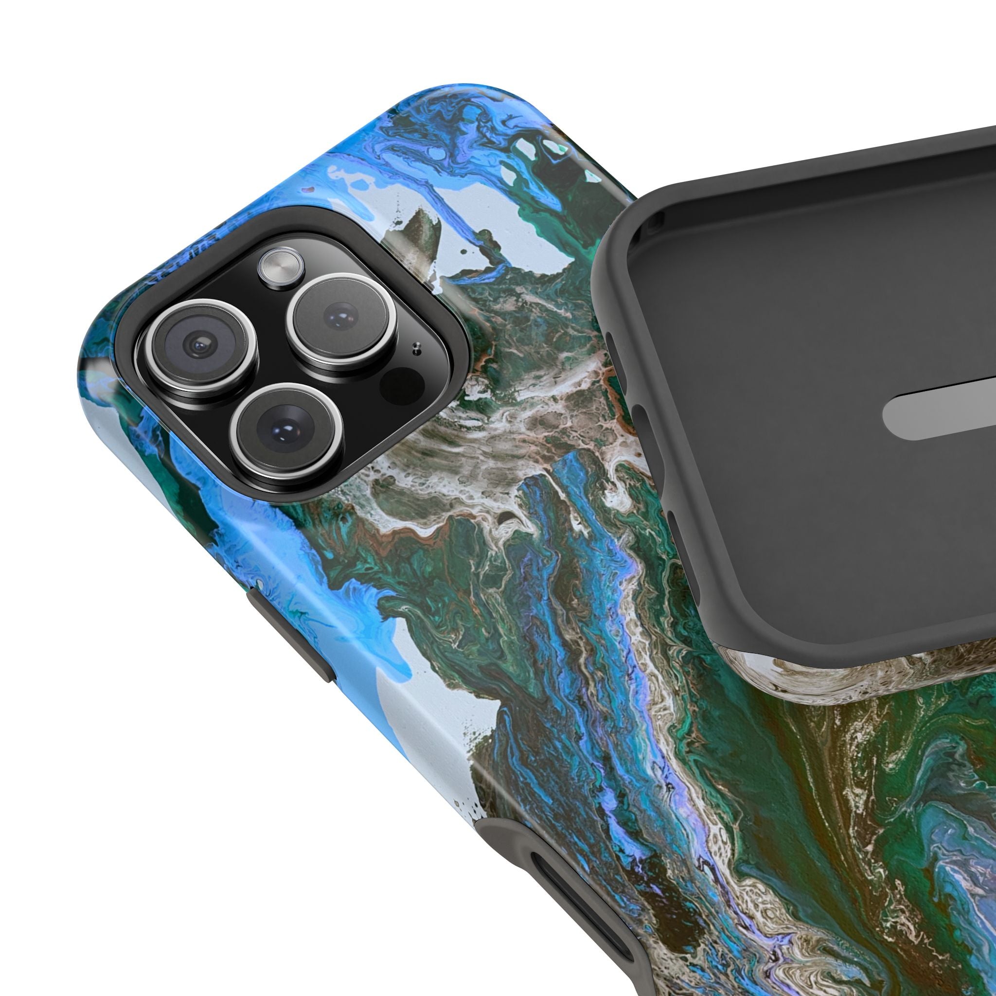 Cobalt Overdrive X MagSafe iPhone Case – Abstract Art Design, Shockproof for iPhone 14–17 Pro & Pro Max
