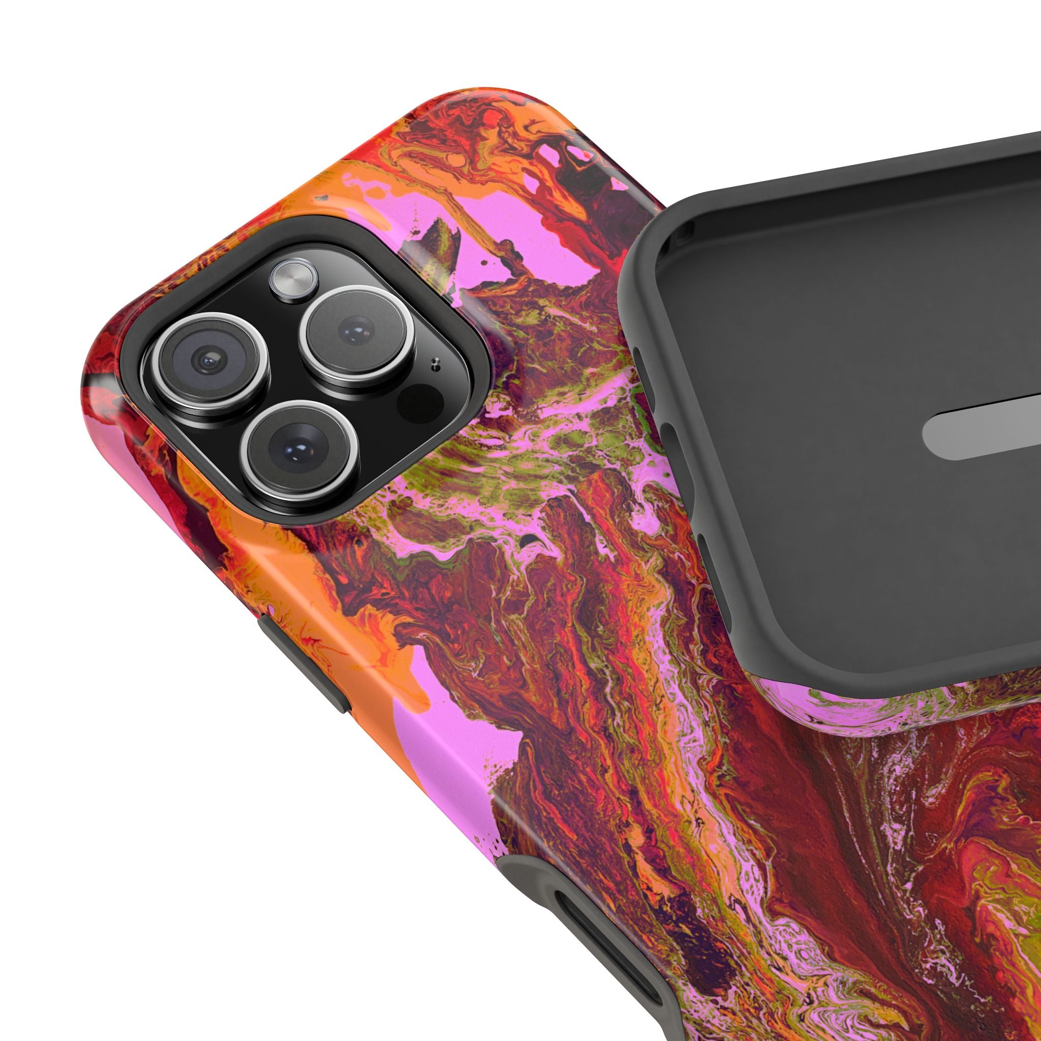 Gold Reactor X MagSafe iPhone Case – Abstract Art Design, Shockproof for iPhone 14–17 Pro & Pro Max