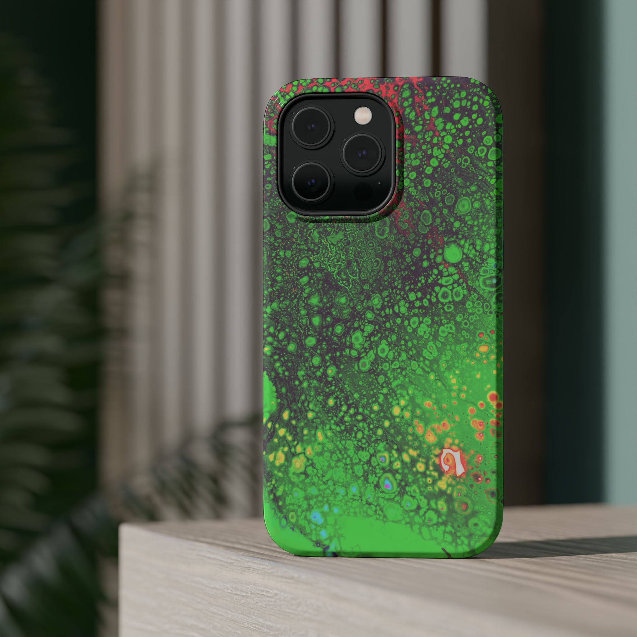 Toxic Pulse MagSafe iPhone Case – Abstract Art Design, Shockproof for iPhone 14–17 Pro & Pro Max